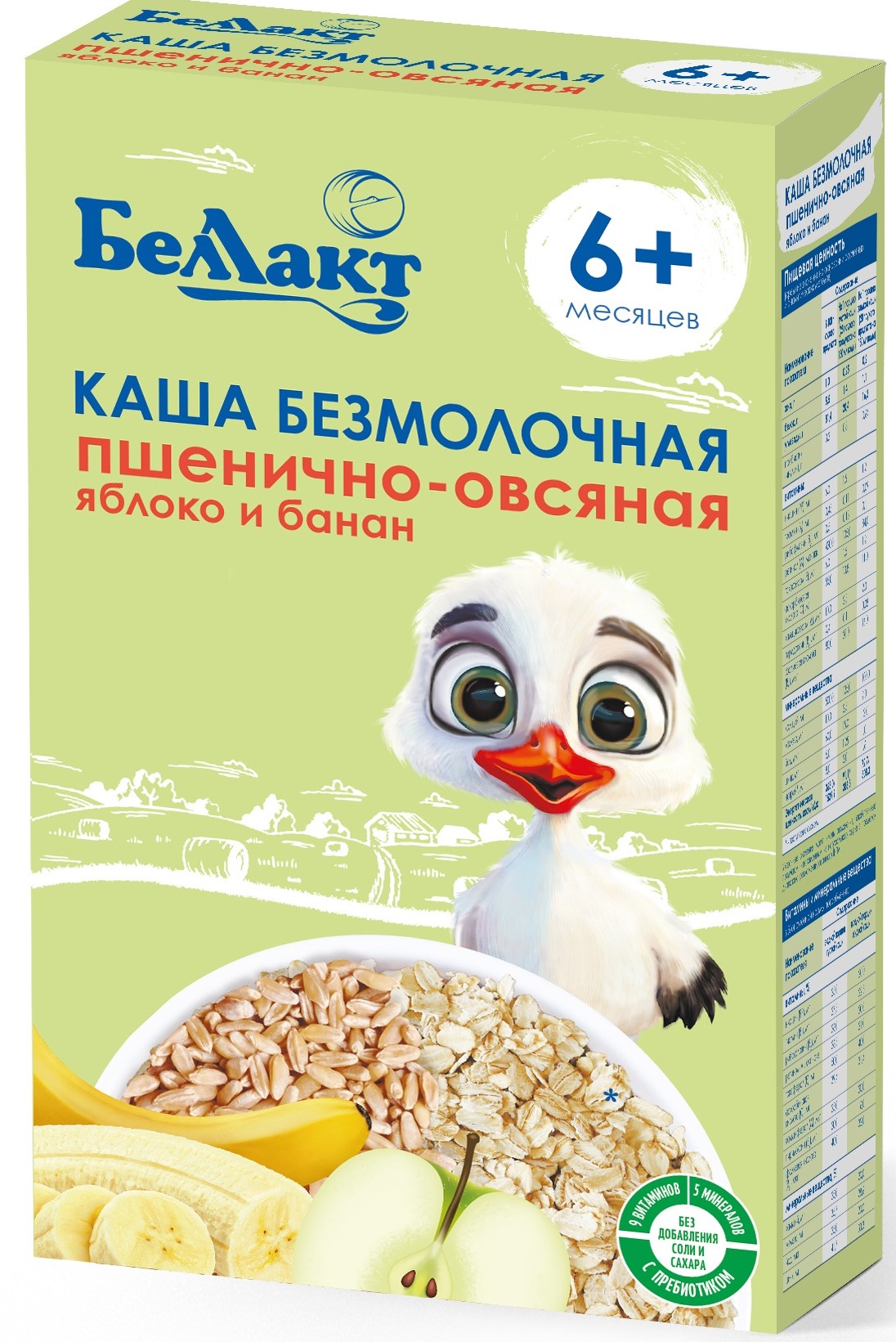 Каша безмолочная Беллакт пшенично-овсяная с яблоком и бананом с 6месяцев 200г - фото 1