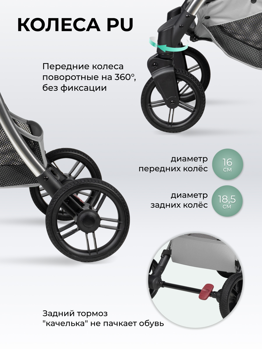 Коляска прогулочная Farfello Sunrise серый - фото 7