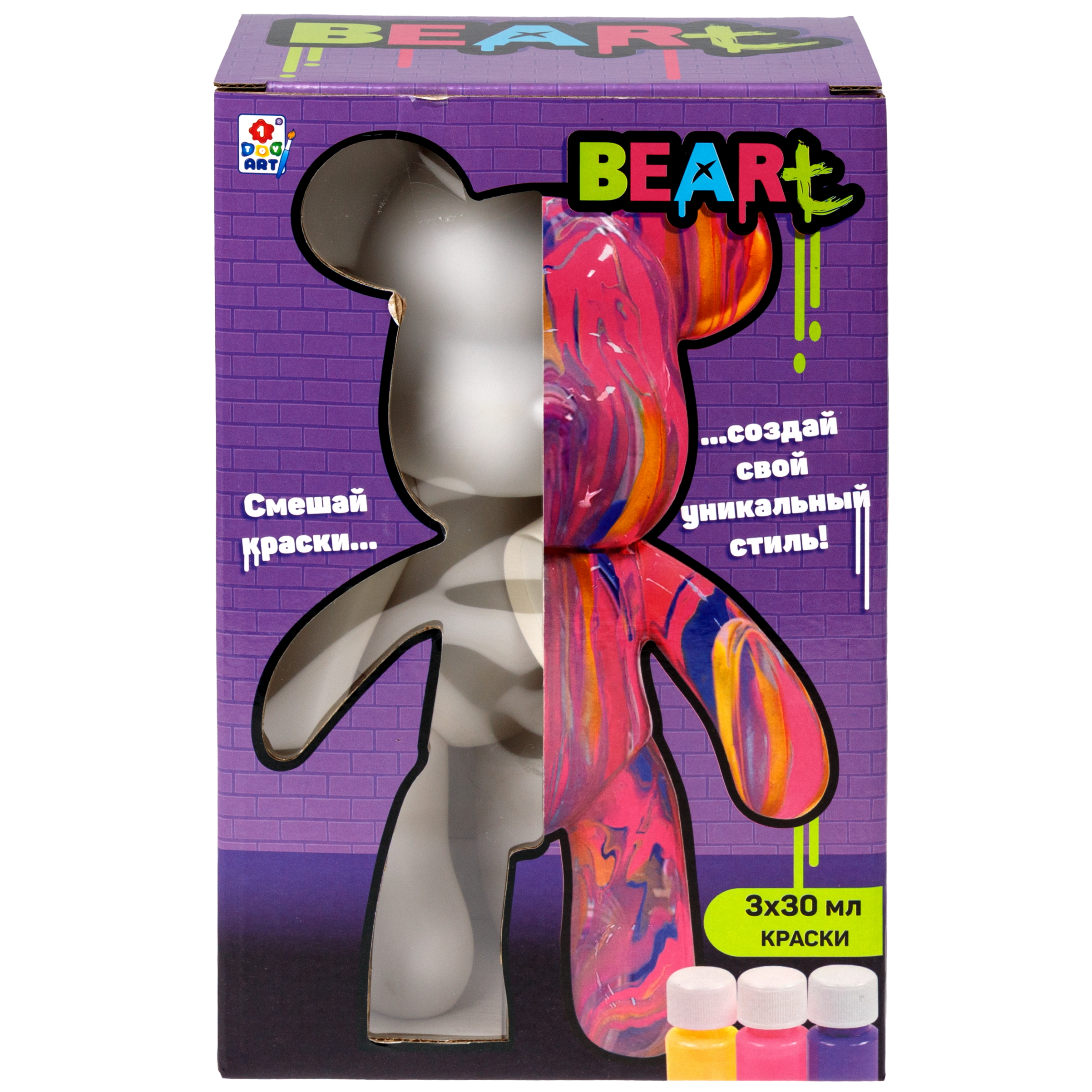 Набор для творчества 1TOY Краска Мишка 23 см роспись красками - фото 9