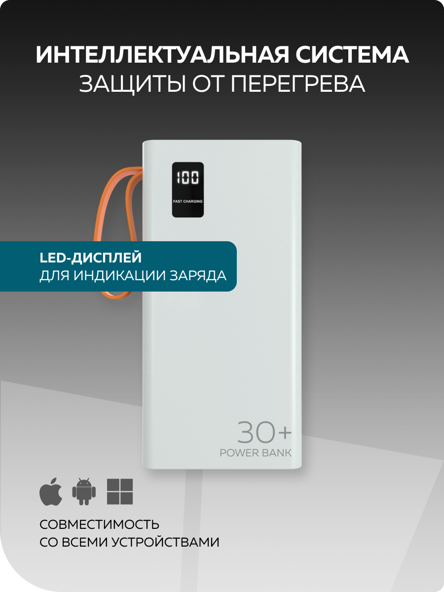 Внешний аккумулятор More Choice PB22-30 White - фото 4