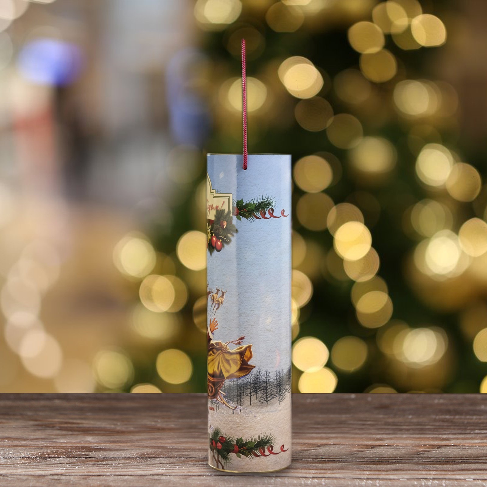 Подарочная коробка, тубус Sima-Land тубус под бутылку «Санта», 92 х 350 мм - фото 3