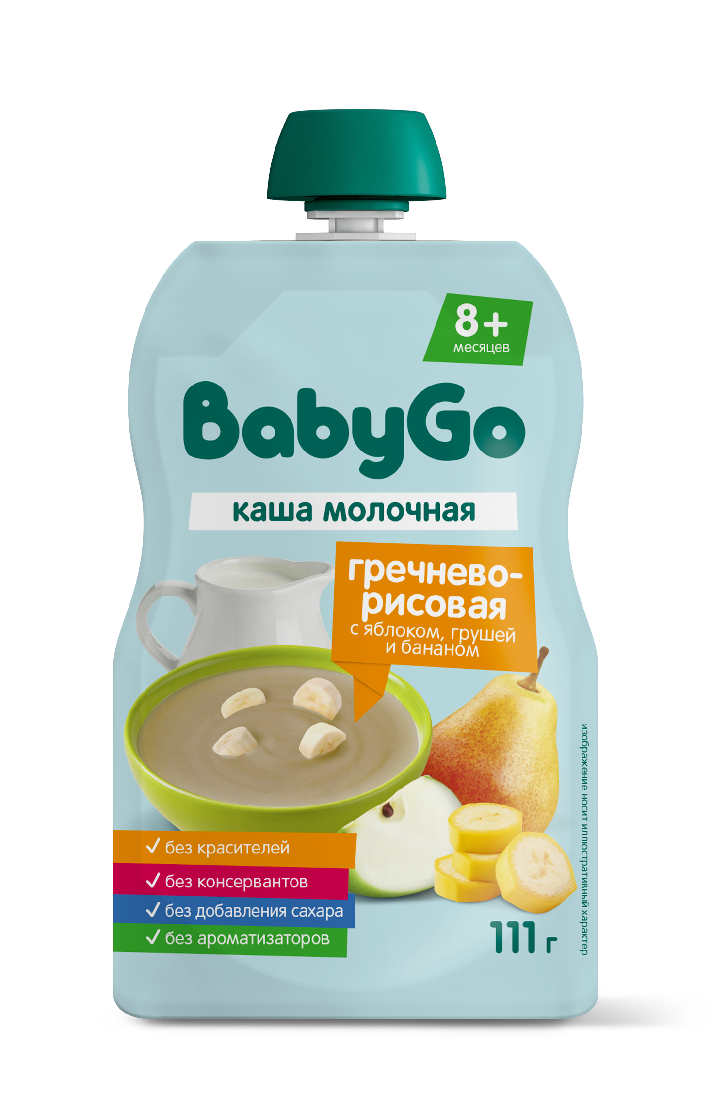 Каша BabyGo молочная гречнево-рисовая с фруктами - фото 1