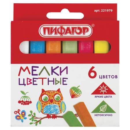 Мел сухой Пифагор 6 шт.