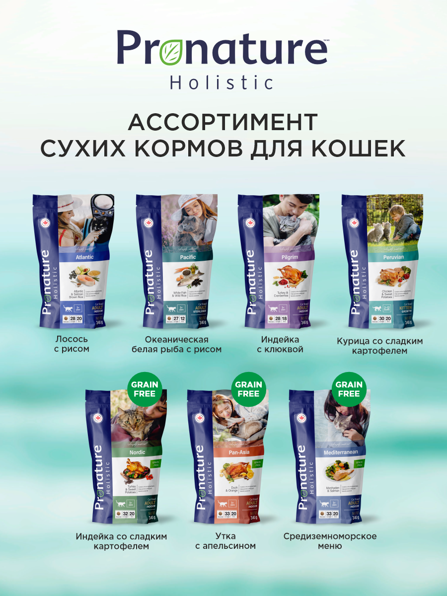 Корм для кошек сухой Pronature Holistic Nordic Grain Free беззерновой на индейке 340г - фото 8
