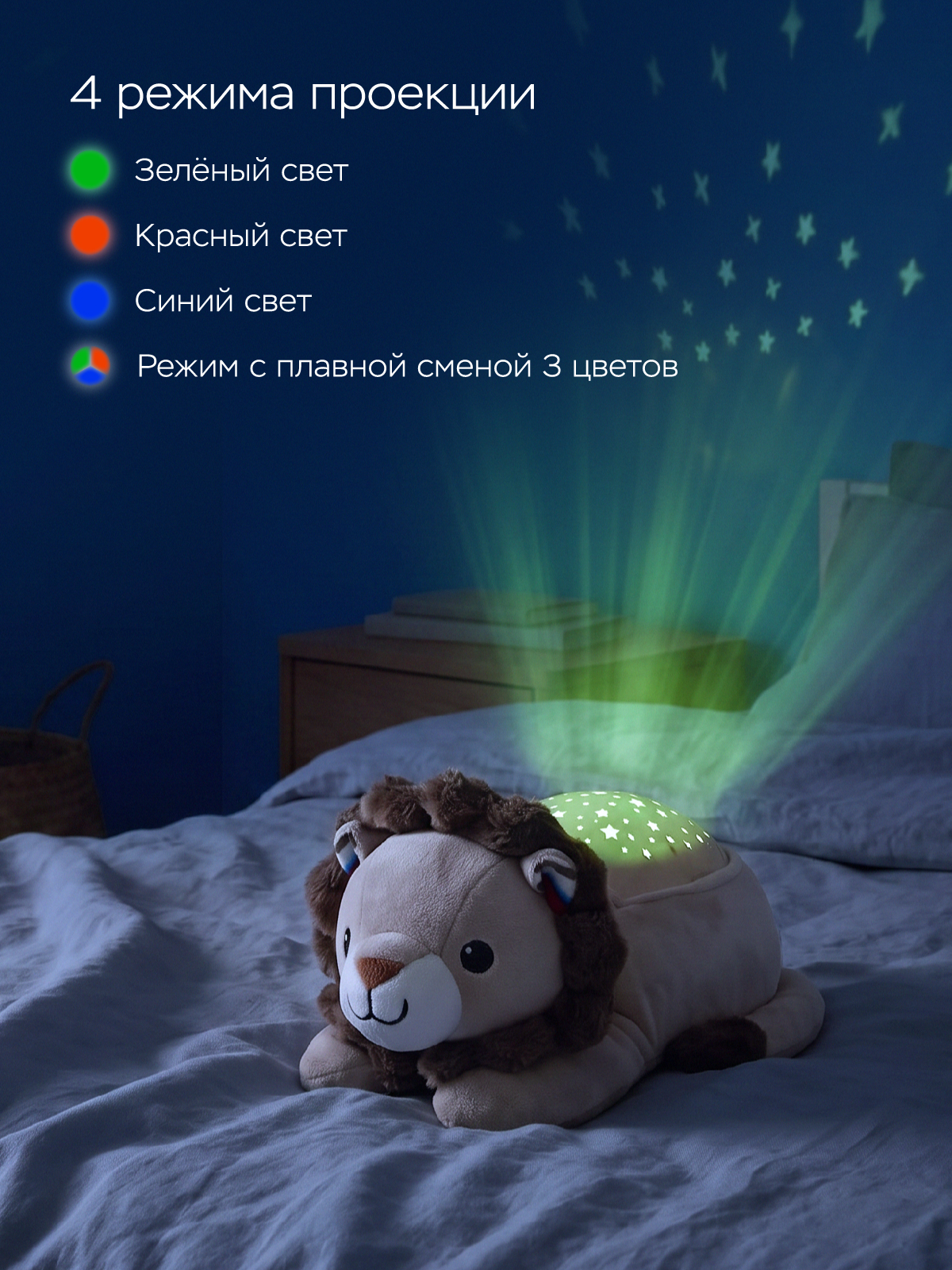 Игрушка ночник, проектор ZAZU Львёнок Лео - фото 4