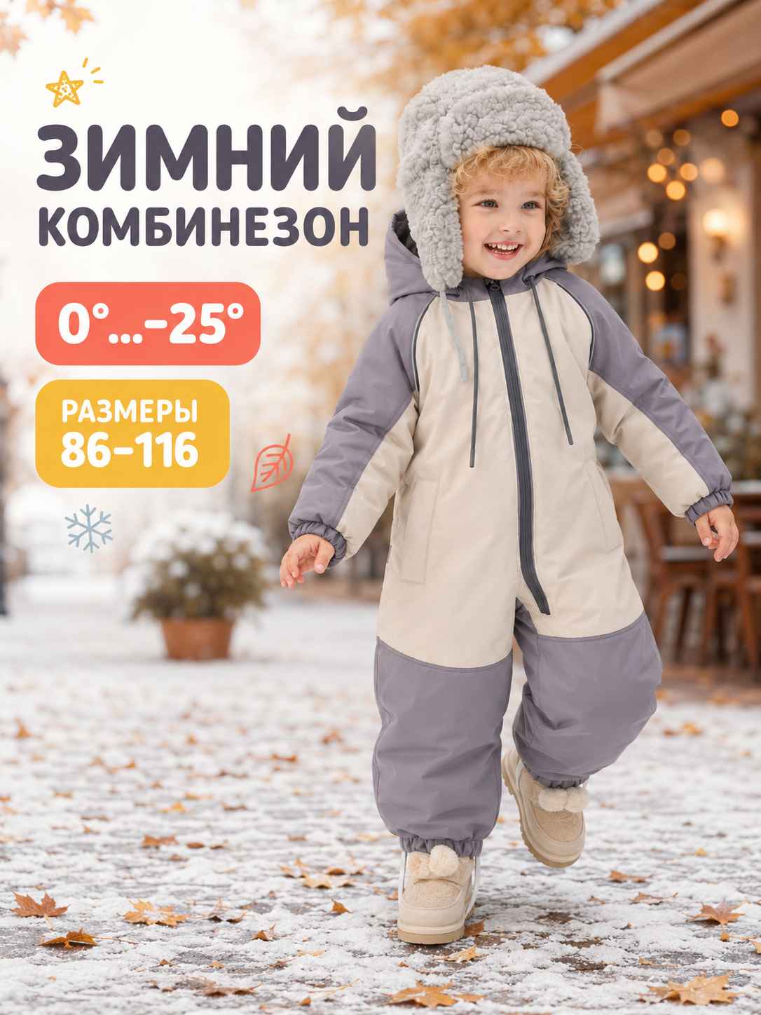 Комбинезон Ramelka 1102_КМБ_ММБР_D_3_беж/серый - фото 2