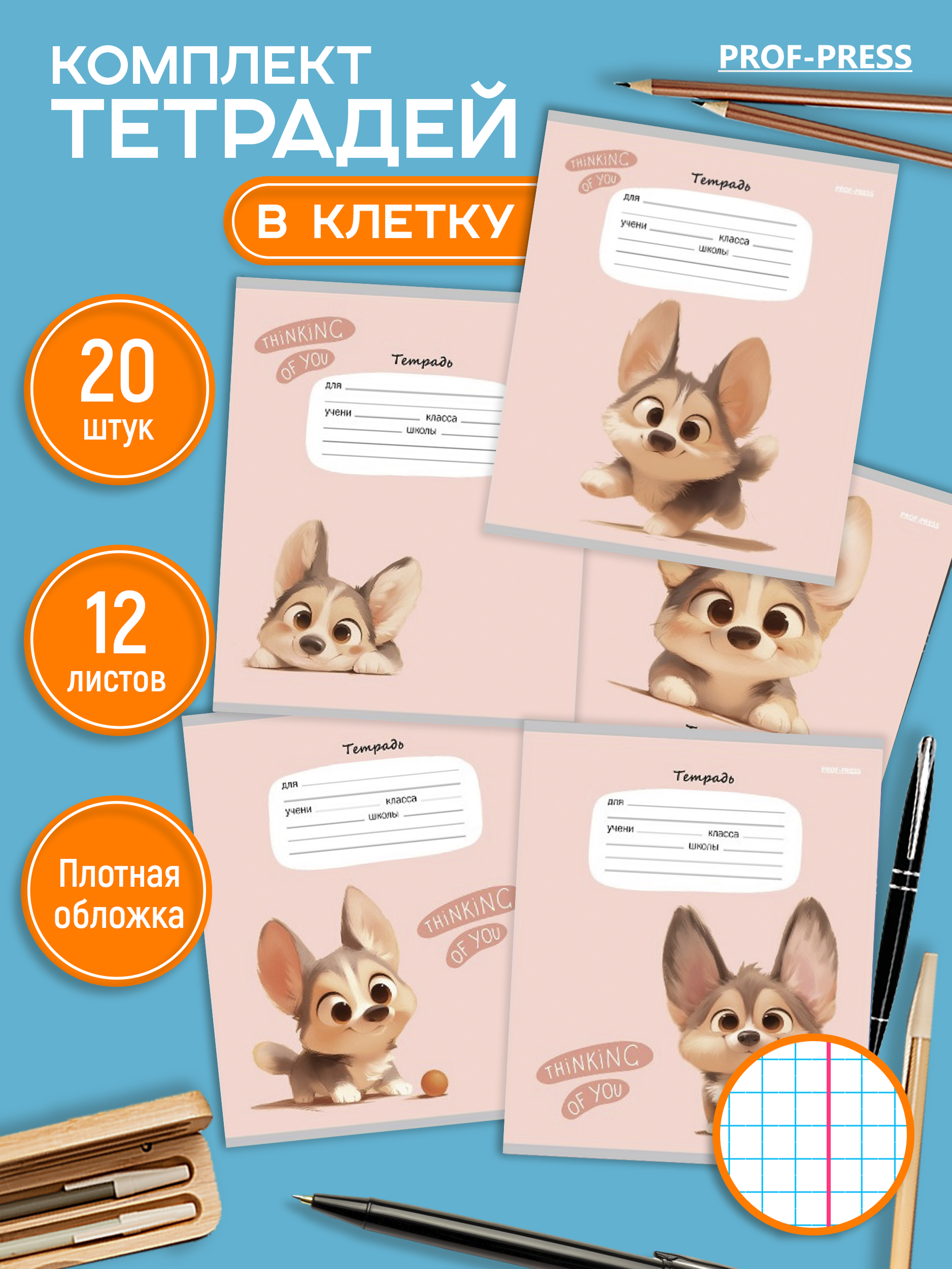 Тетрадь Prof-Press клетка 12 лист. 20 шт. - фото 1