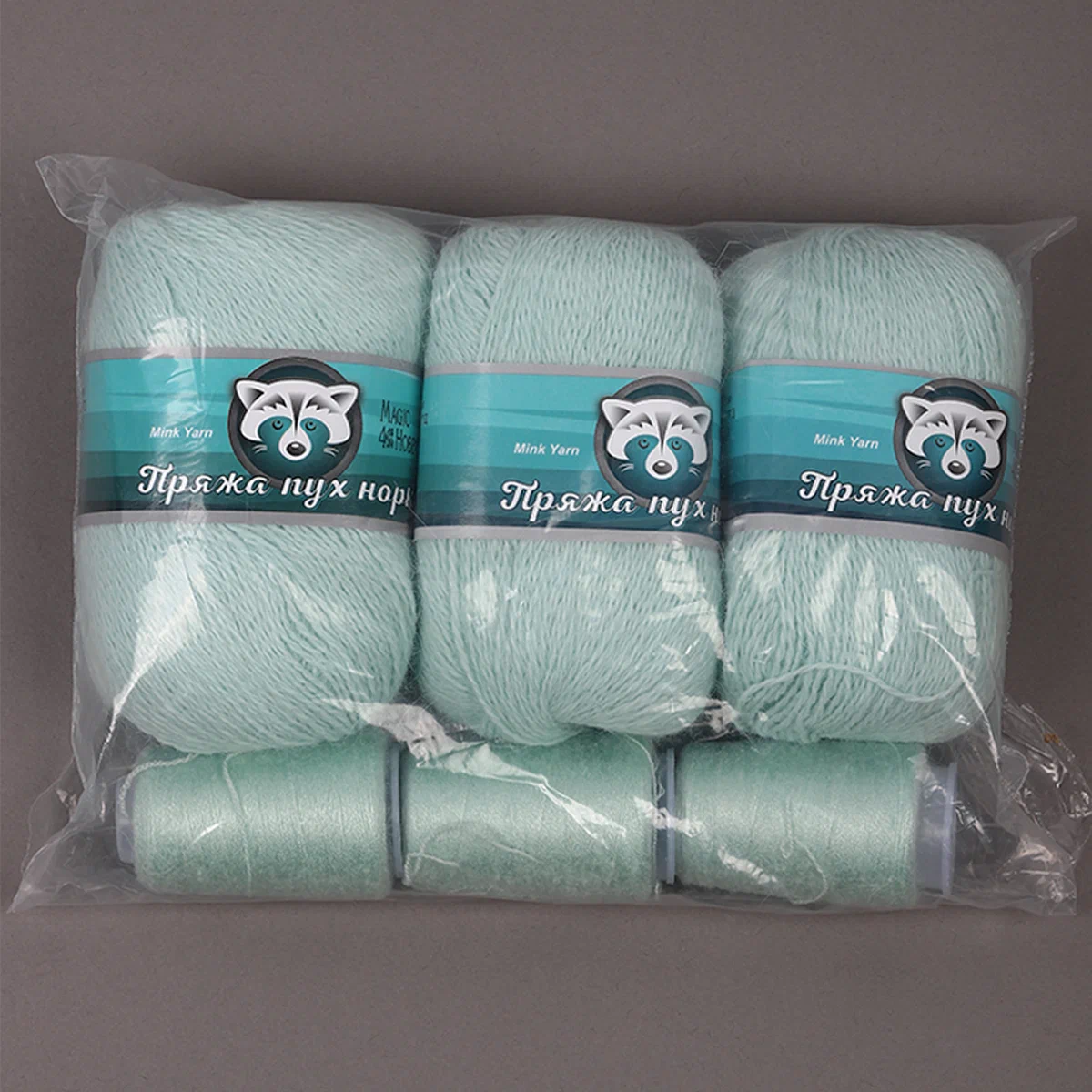 Пряжа Magic 4 Hobby Пух норки (80% пух норки, 20% полиамид) 3х50г/350м цвет мятный - фото 5