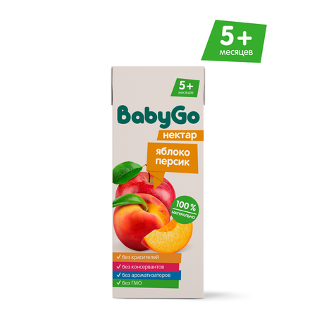 Нектар BabyGo Яблоко-персик с 5 мес 0.2 л
