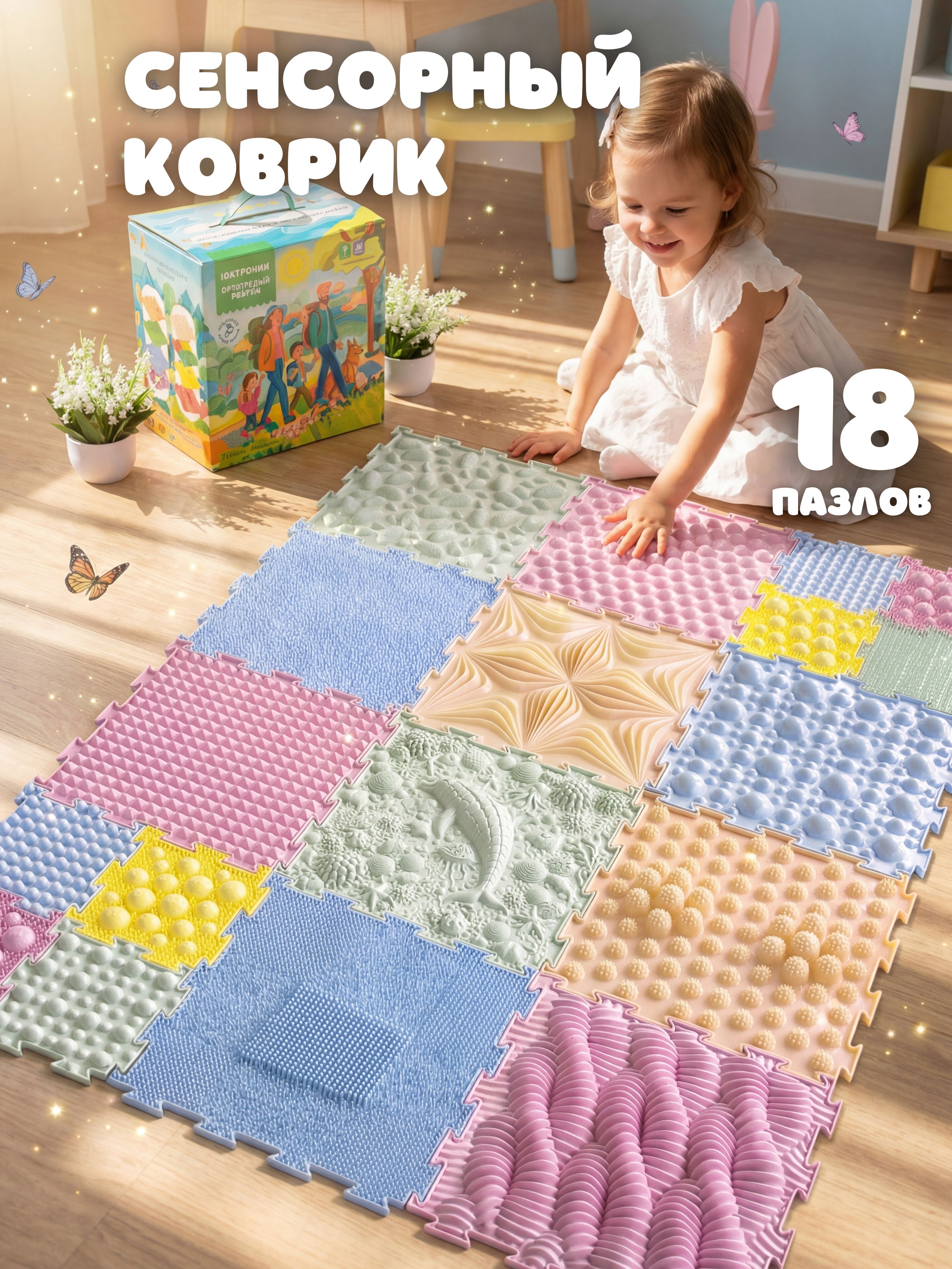 Изображение товара Коврик пазл ортодон массажный развивающий 26 x 300 см