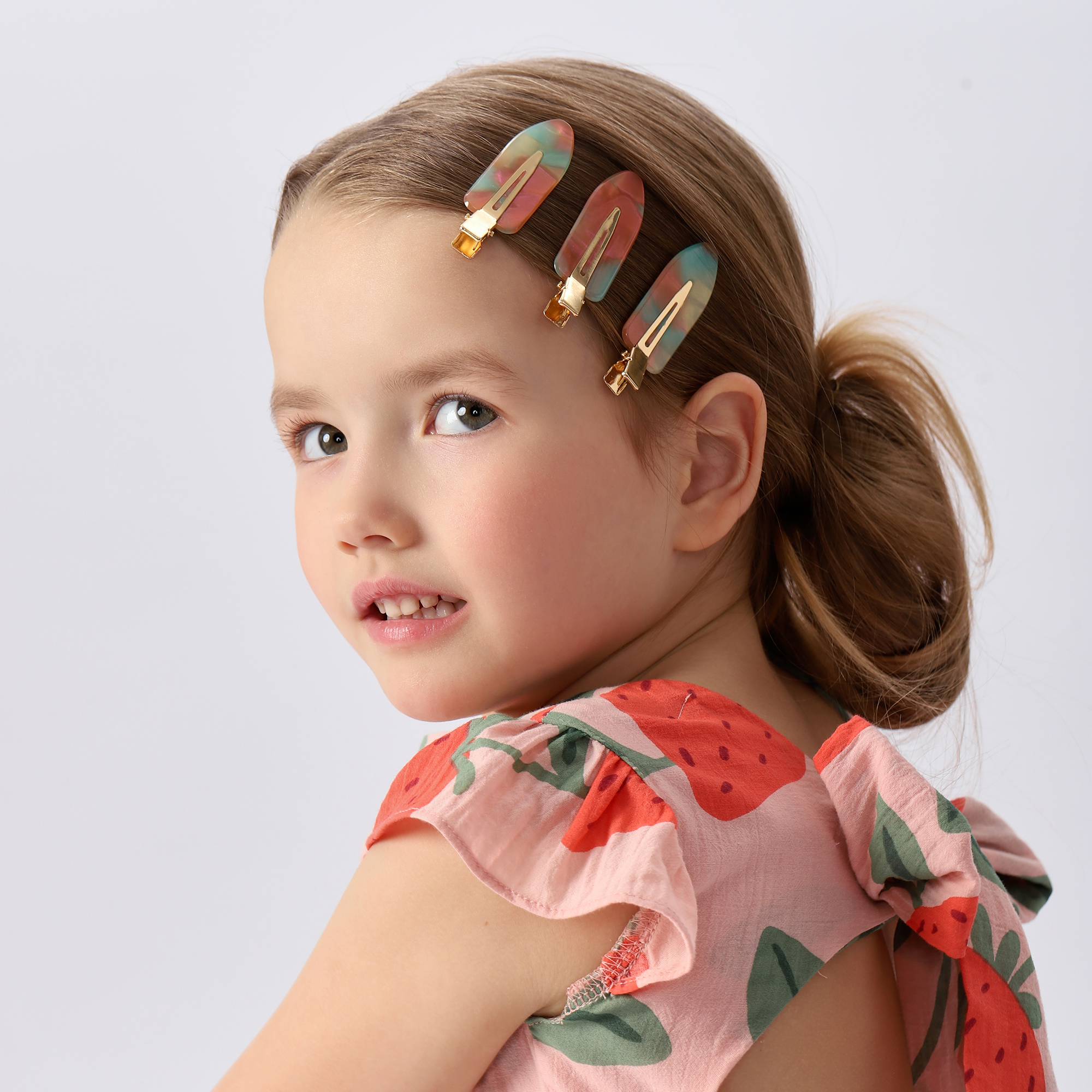 Набор заколок Happy Baby автомат 2 шт мятно-розовые 40060_mint-peach - фото 5