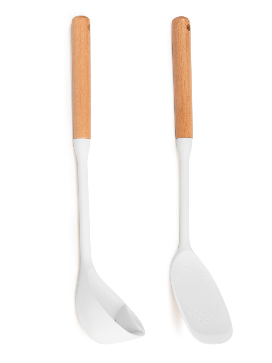 Набор кухонных принадлежностей DeNASTIA Силвуд (половник и лопатка) светло-серый A000345 - фото 8