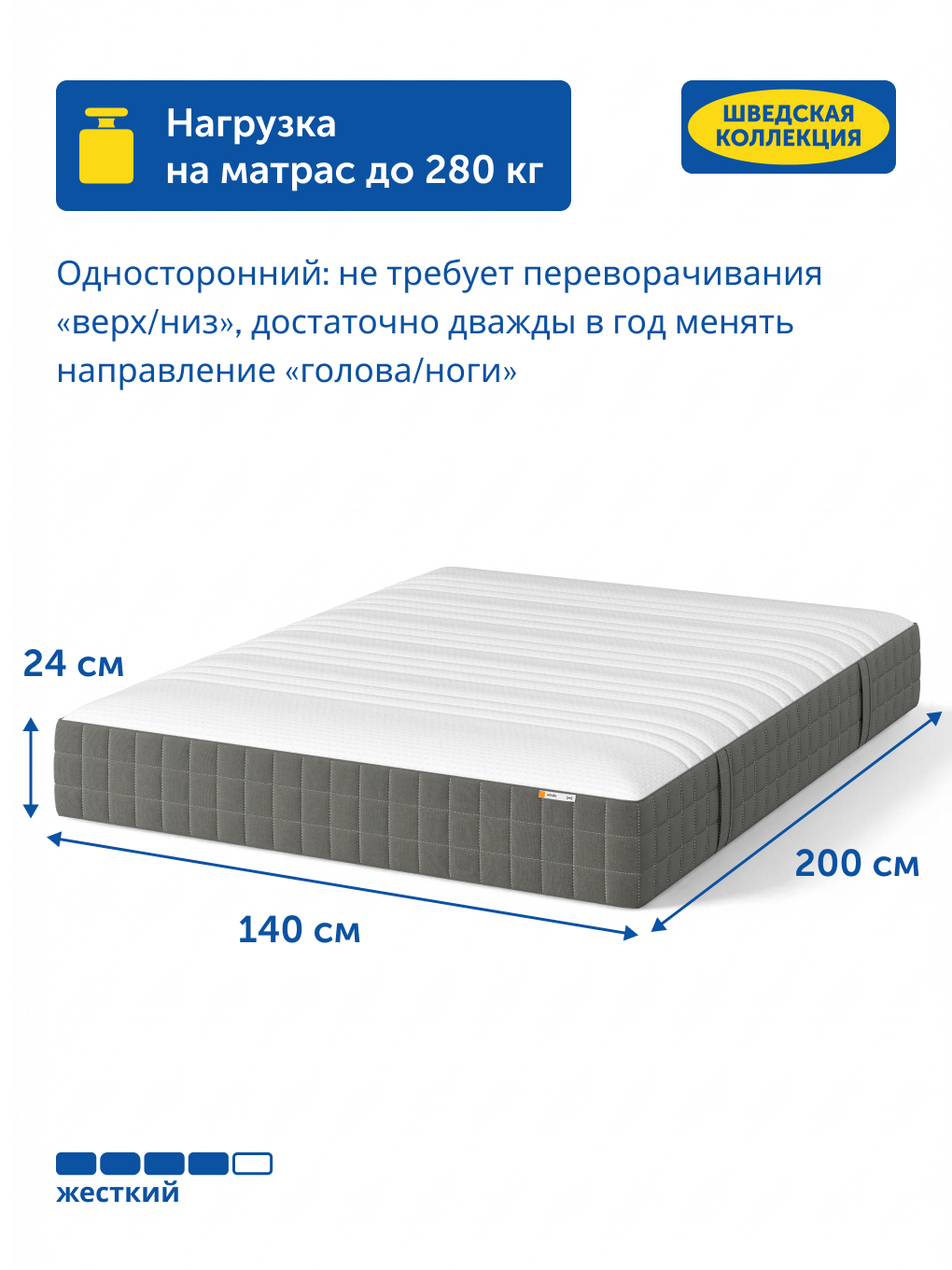 Матрас IKEA Ховаг Фирм 140х200 - фото 4