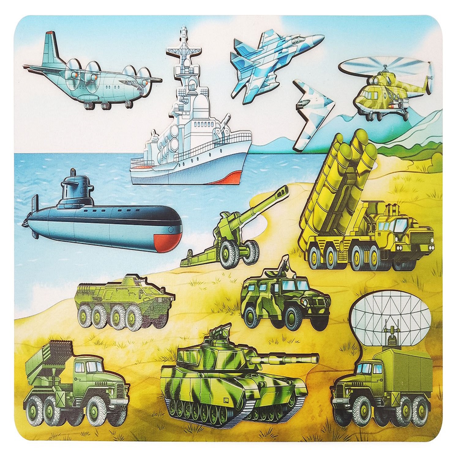 Игрушка Нескучные игры рамка-вкладыш Военная техника - фото 1