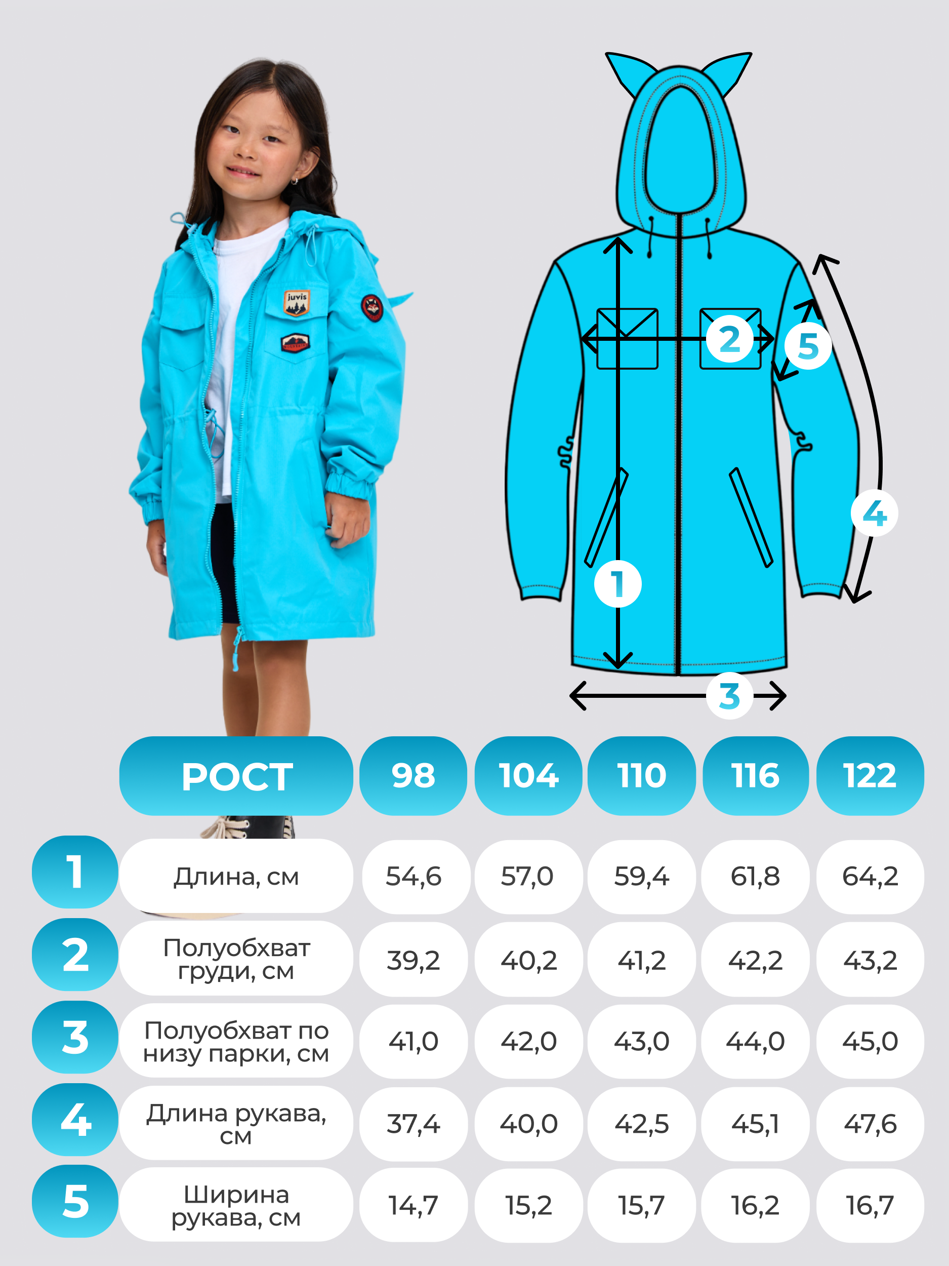 Парка JUVIS 7033 голубой - фото 17