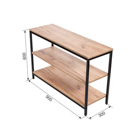 Стеллаж WoodSteel для прихожей в стиле Лофт Chicago 3 яруса 90x30х60 см чёрный