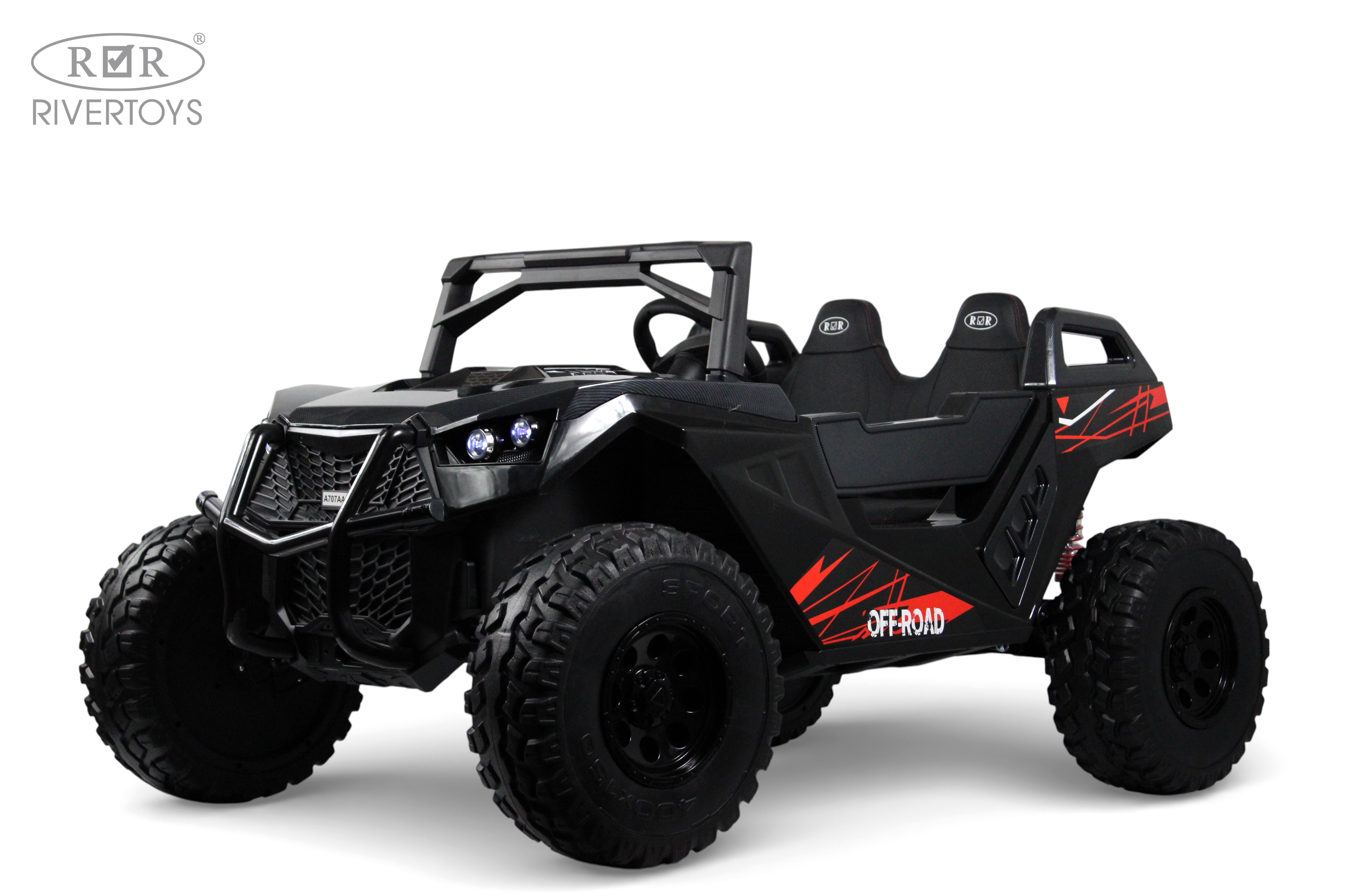 Электромобиль RIVERTOYS A707AA-LUX-NEW-BLACK-CARBON С пультом ДУ - фото 1