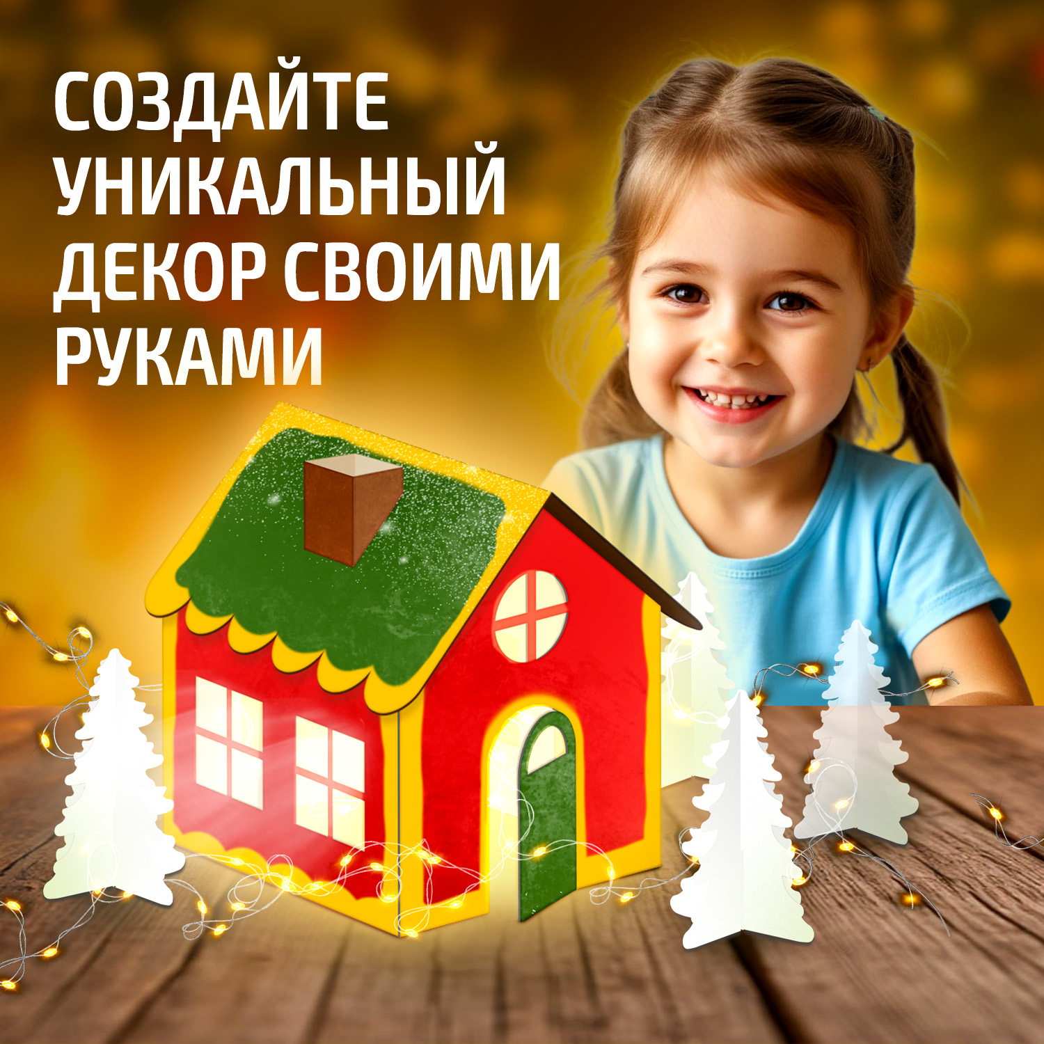 Набор для творчества Десятое королевство Декор Рождественский домик роспись красками - фото 8