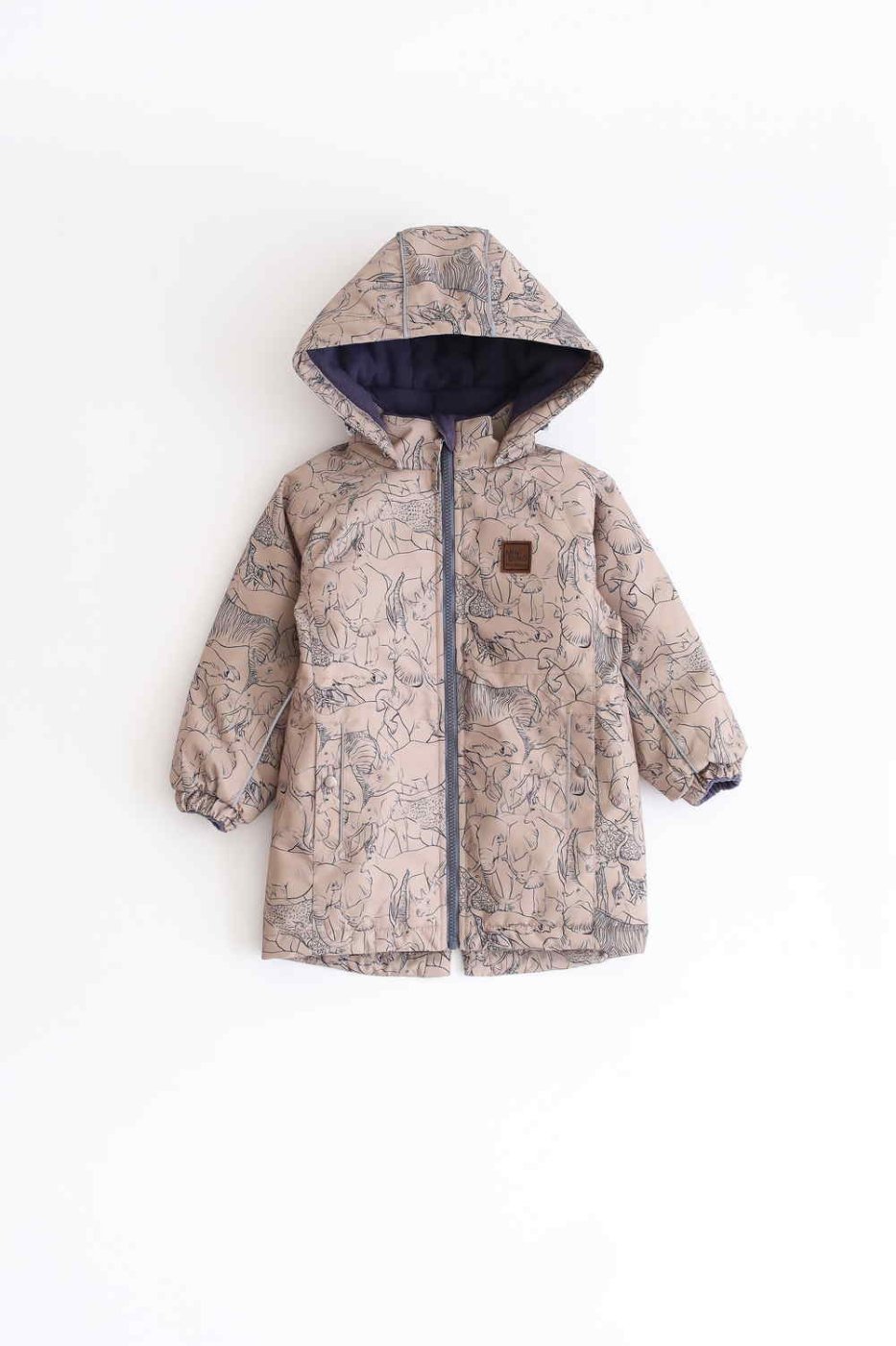 Парка MINIDINO В-К-034/ДПарка детская еврозима принт Сафари темно-бежевый - фото 7