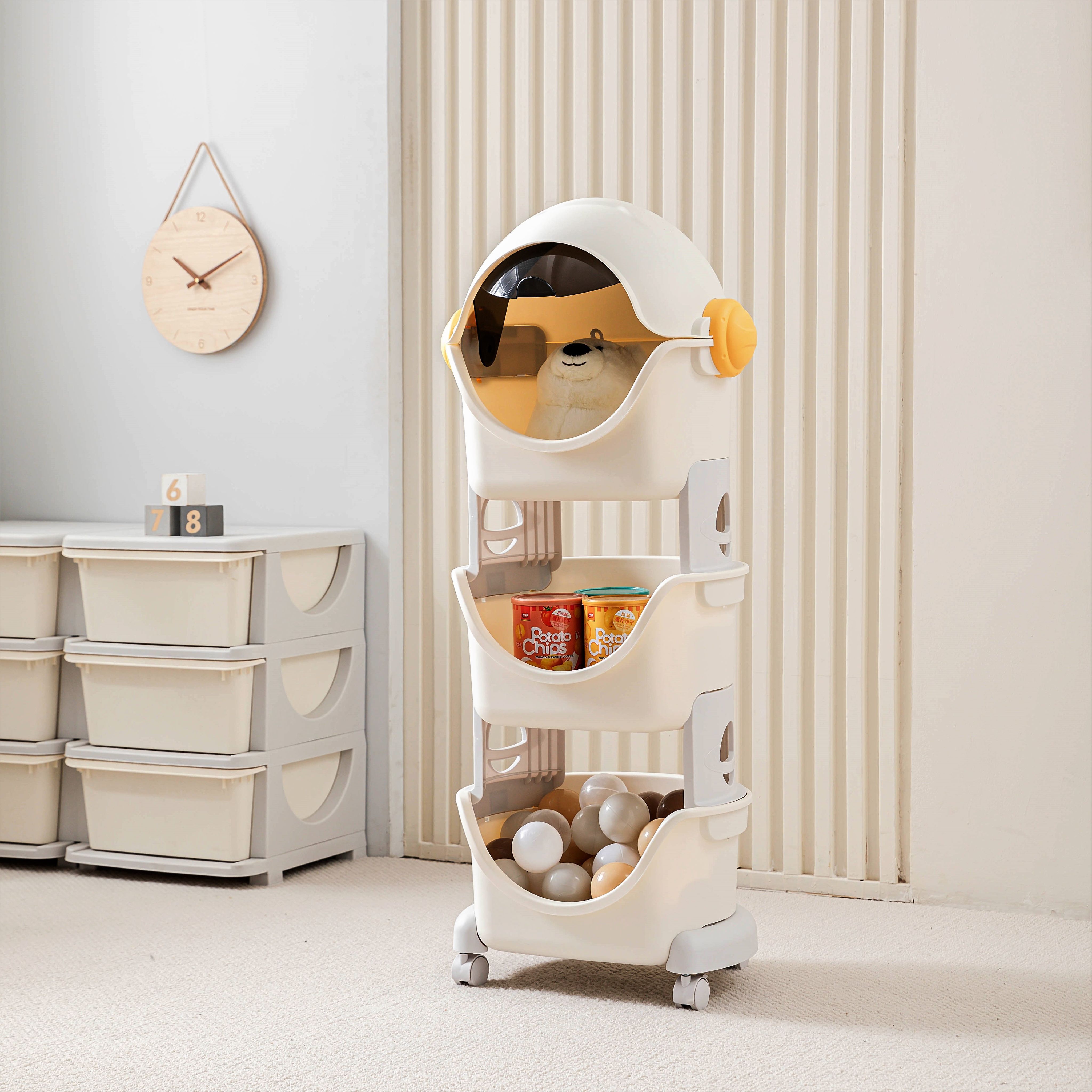 Стеллаж UNIX Kids Cosmo 3 levels Grey на колесиках - фото 10