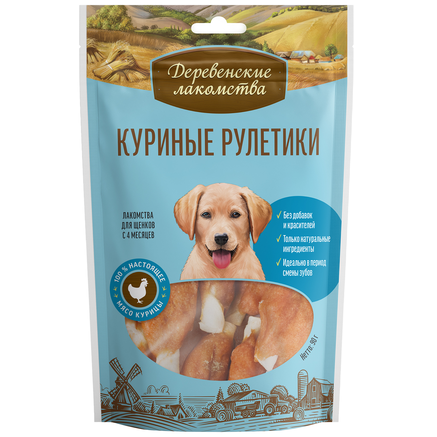 Лакомство для щенков Деревенские лакомства Рулетики курица 90г - фото 1