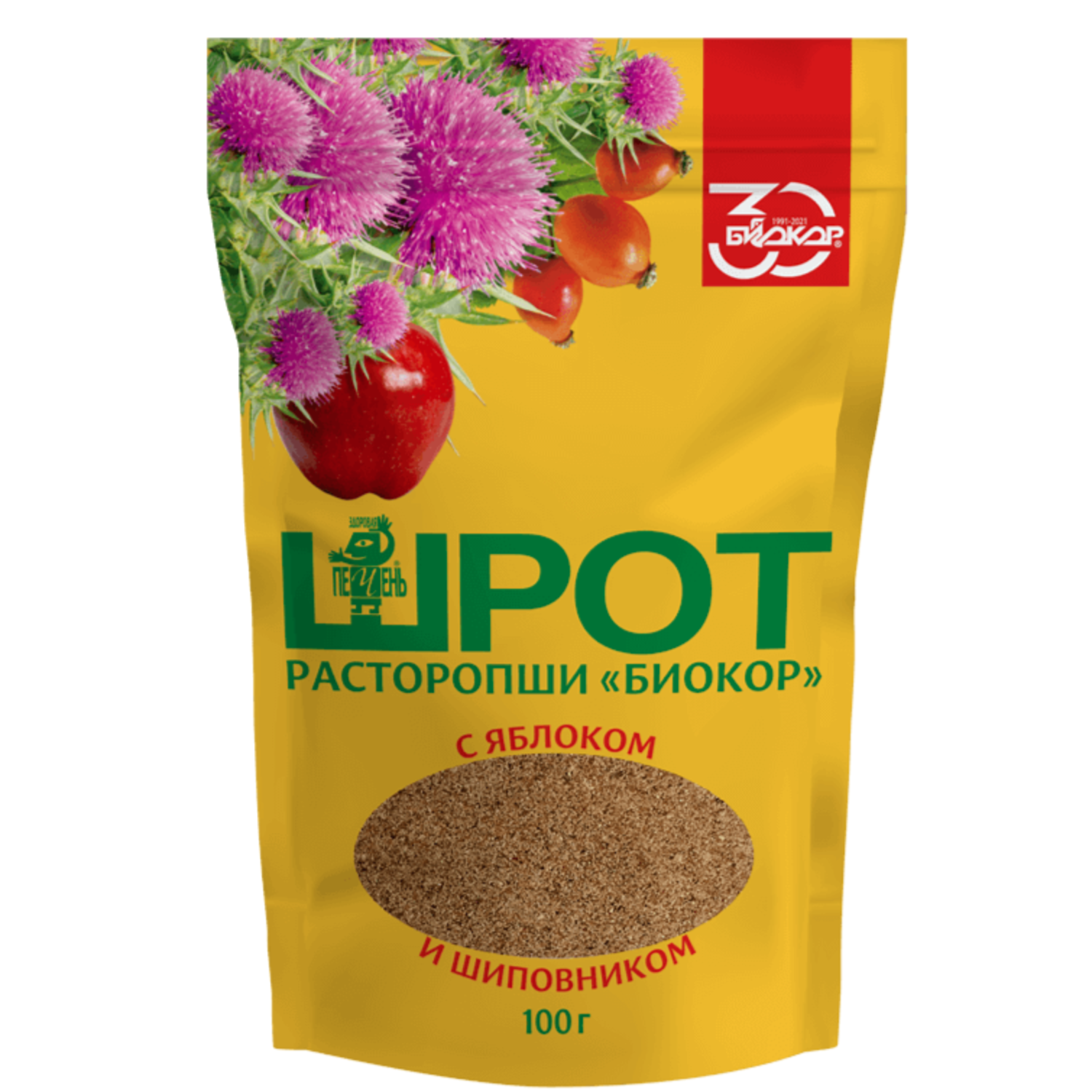 Шрот расторопши Биокор с яблоком и шиповником 100г - фото 1