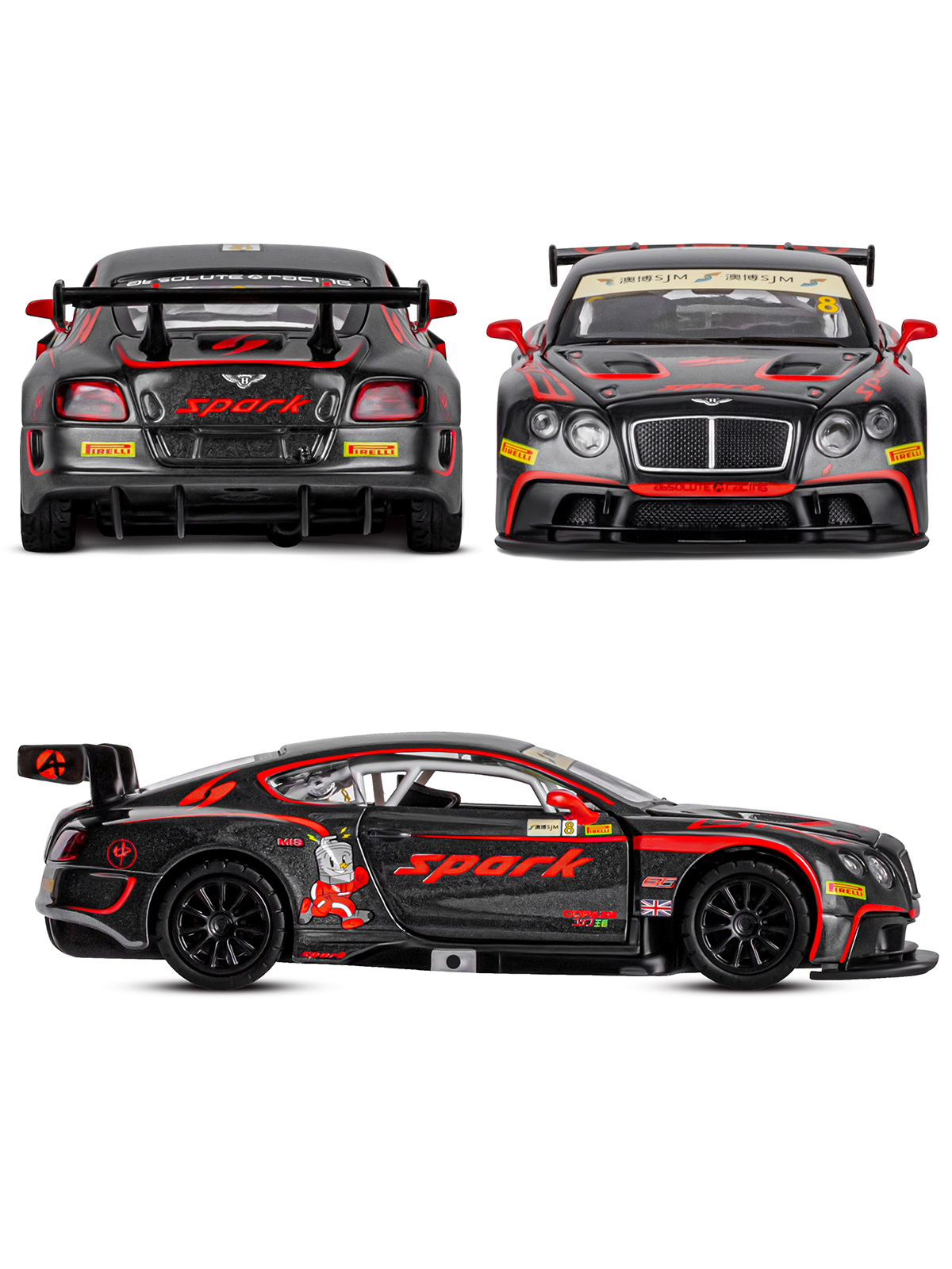 Автомобиль АВТОпанорама Bentley Continental GT3 1:32 JB1251407 - фото 6