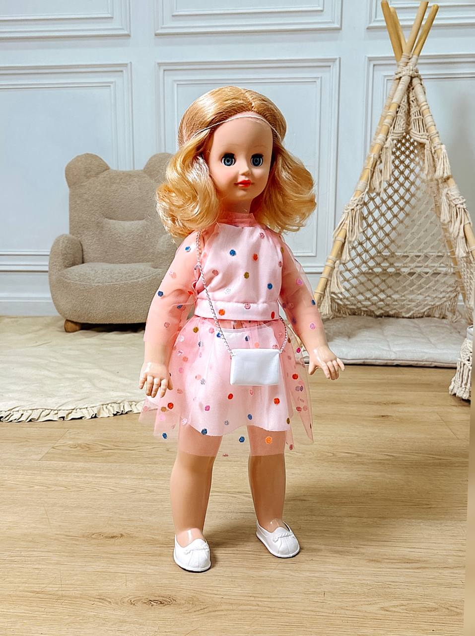 Кукла большая (ростовая) СТРАНА КУКОЛ говорящая, шагающая за руку высота 60 см 20-11.3 - фото 17