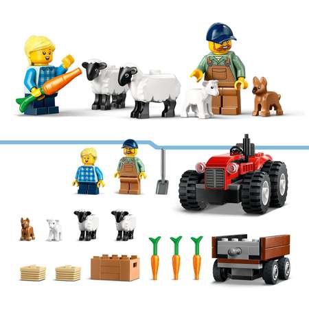 Конструктор LEGO City Фермерский трактор с прицепом блочный