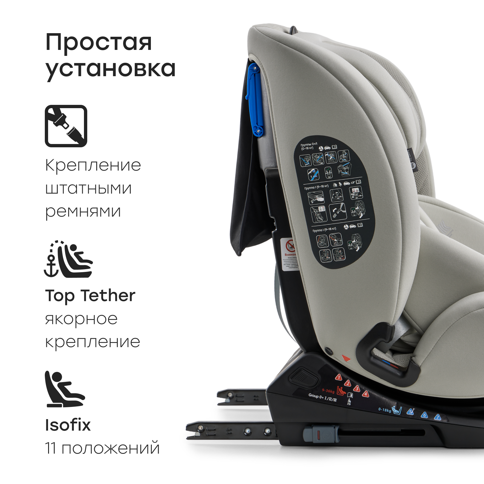 Автокресло Happy Baby Orex Isofix 0+/1/2/3 (0-36 кг) серый - фото 9