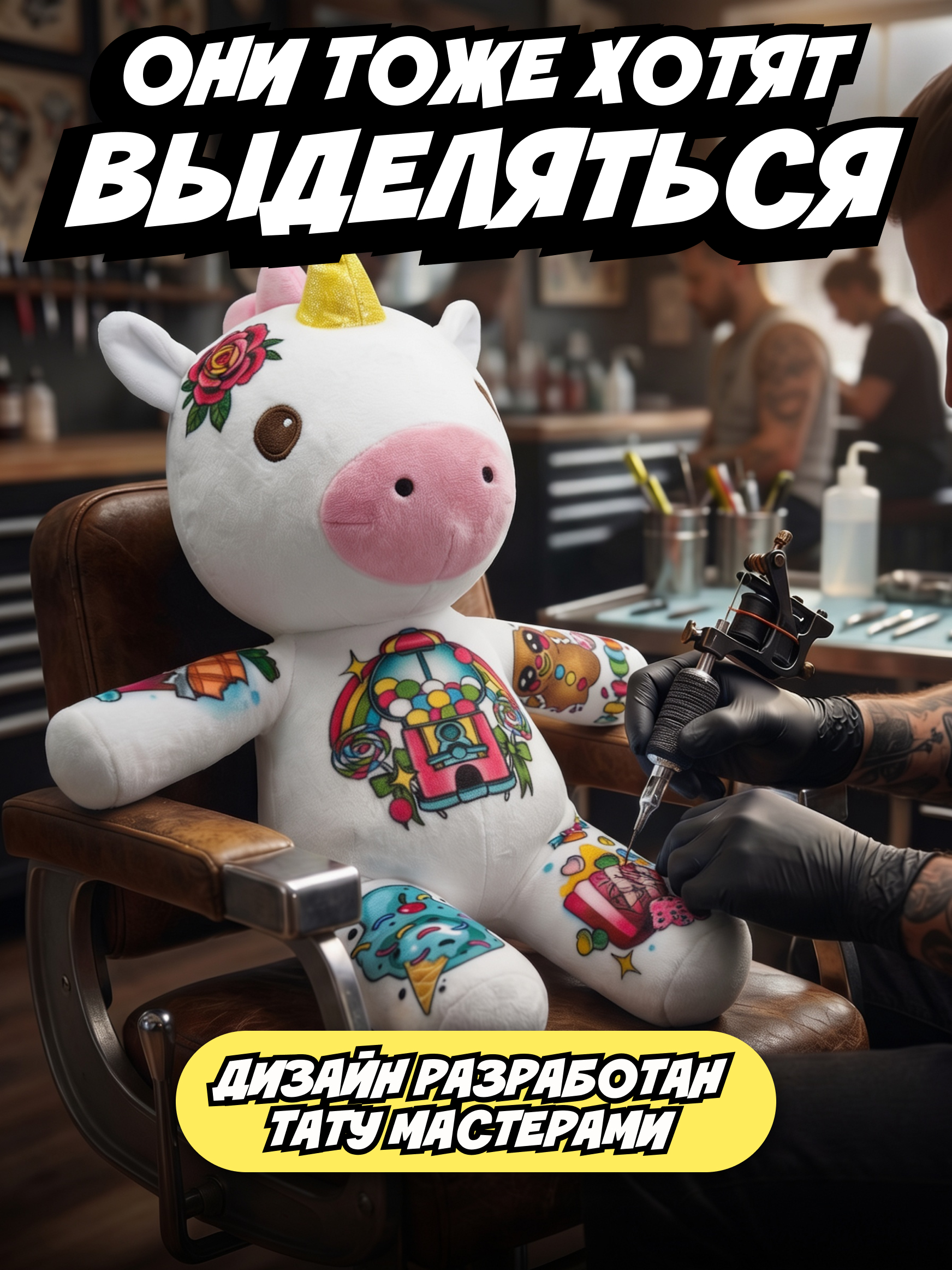 Мягкая игрушка Tattoo Zoo Единорог Кэнди 38 см - фото 3