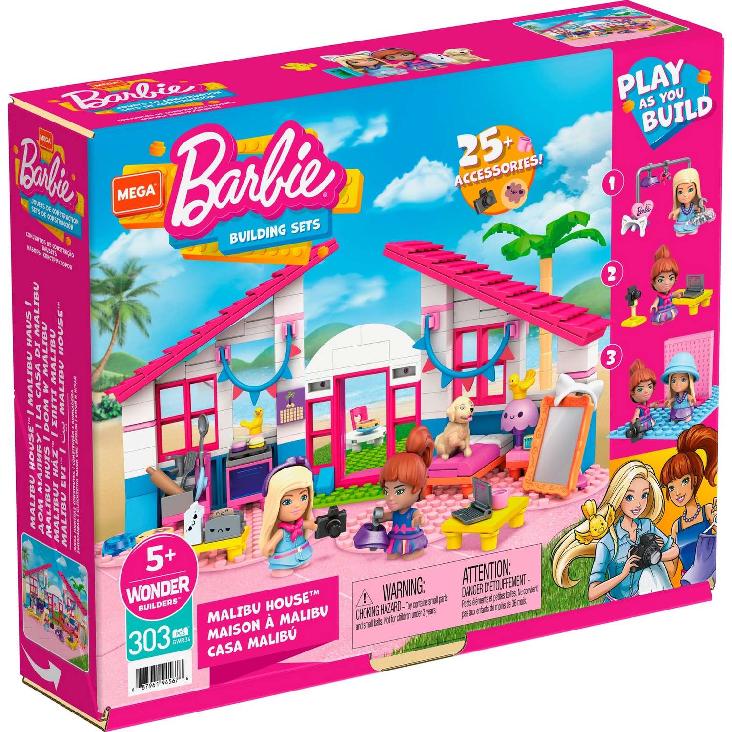 Конструктор Mega Construx Barbie Домик мечты блочный - фото 4