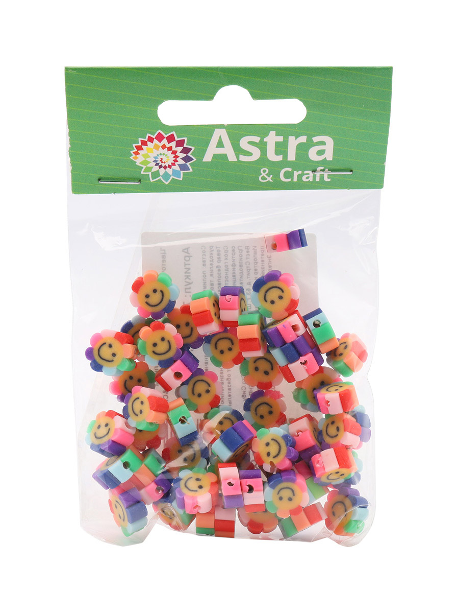 Набор для творчества Astra Craft бусины Цветы-смайлики 10мм 20г - фото 6
