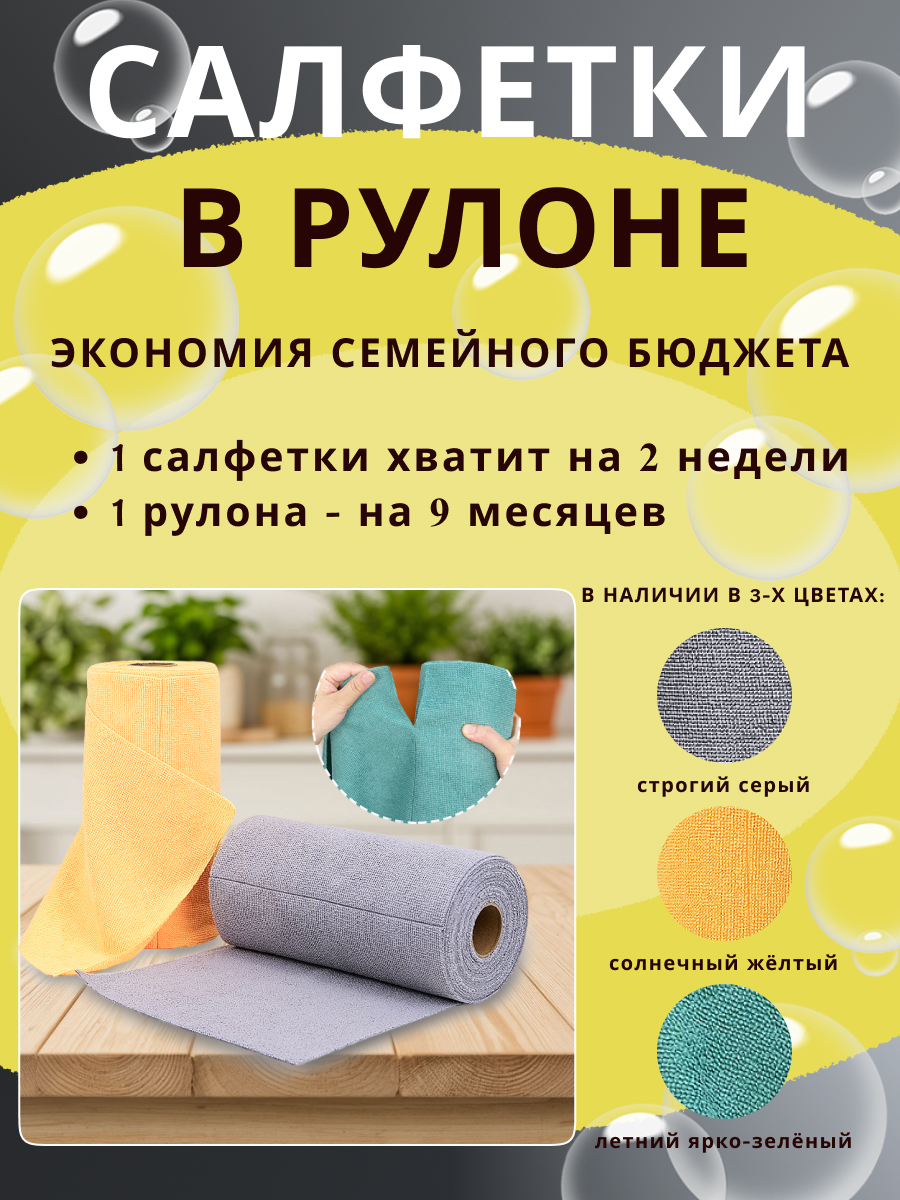 Тряпки рулонные NMF Limon Многоразовые салфетки для уборки - фото 4