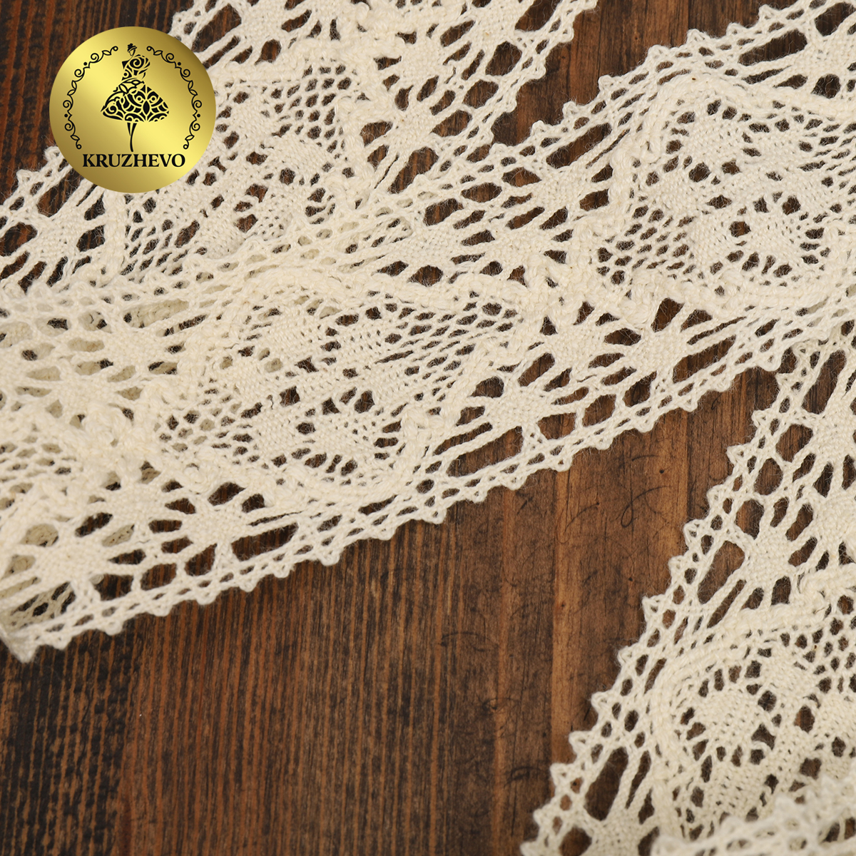 Тесьма декоративная KRUZHEVO вязаная 40мм цвет молочный упаковка 10м - фото 4