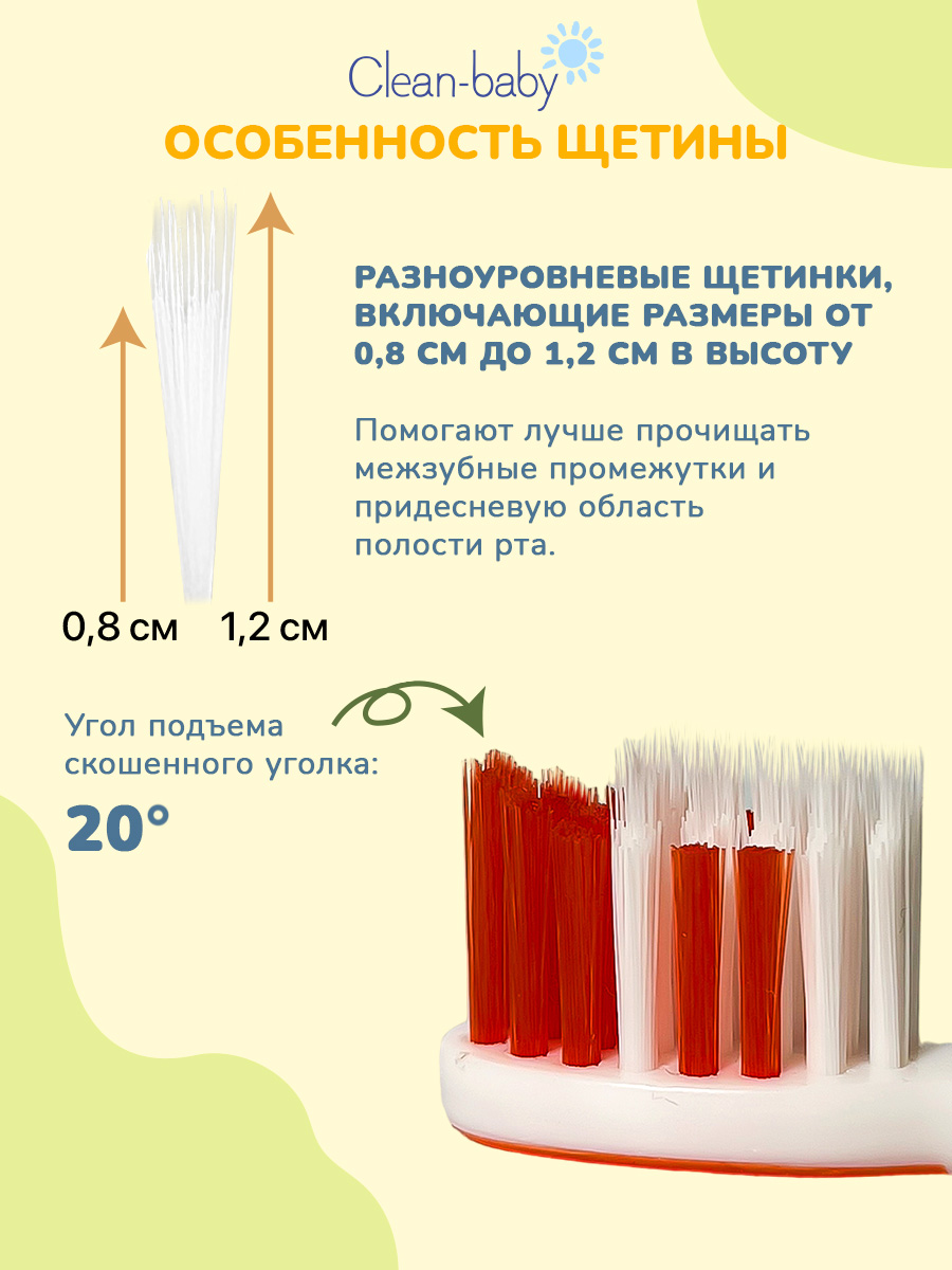 Зубная щетка классическая Clean-baby от 3 лет 2 шт. - фото 3