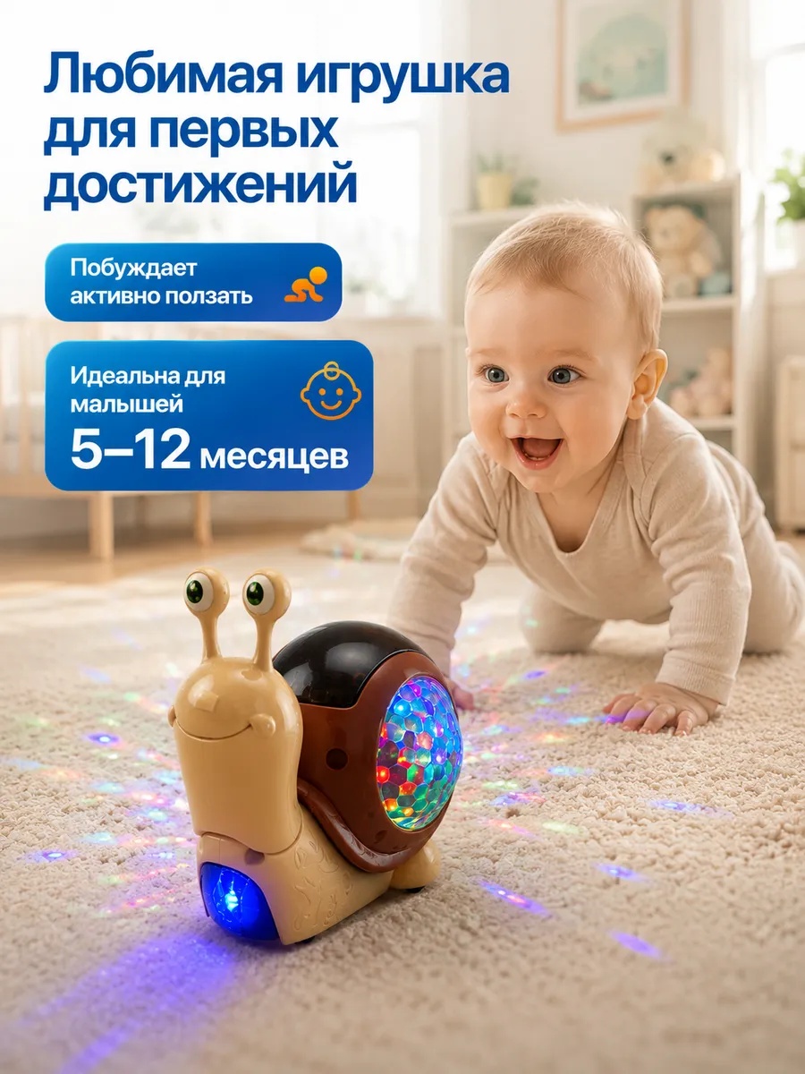 Игрушка проектор CreoPlay Улитка коричневая - фото 2