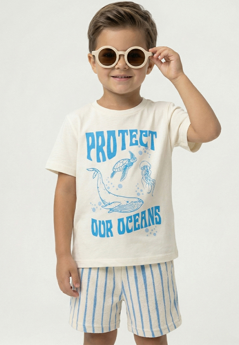 Изображение товара Летний комплект для мальчика YOULALA 128 футболка шорты из хлопка