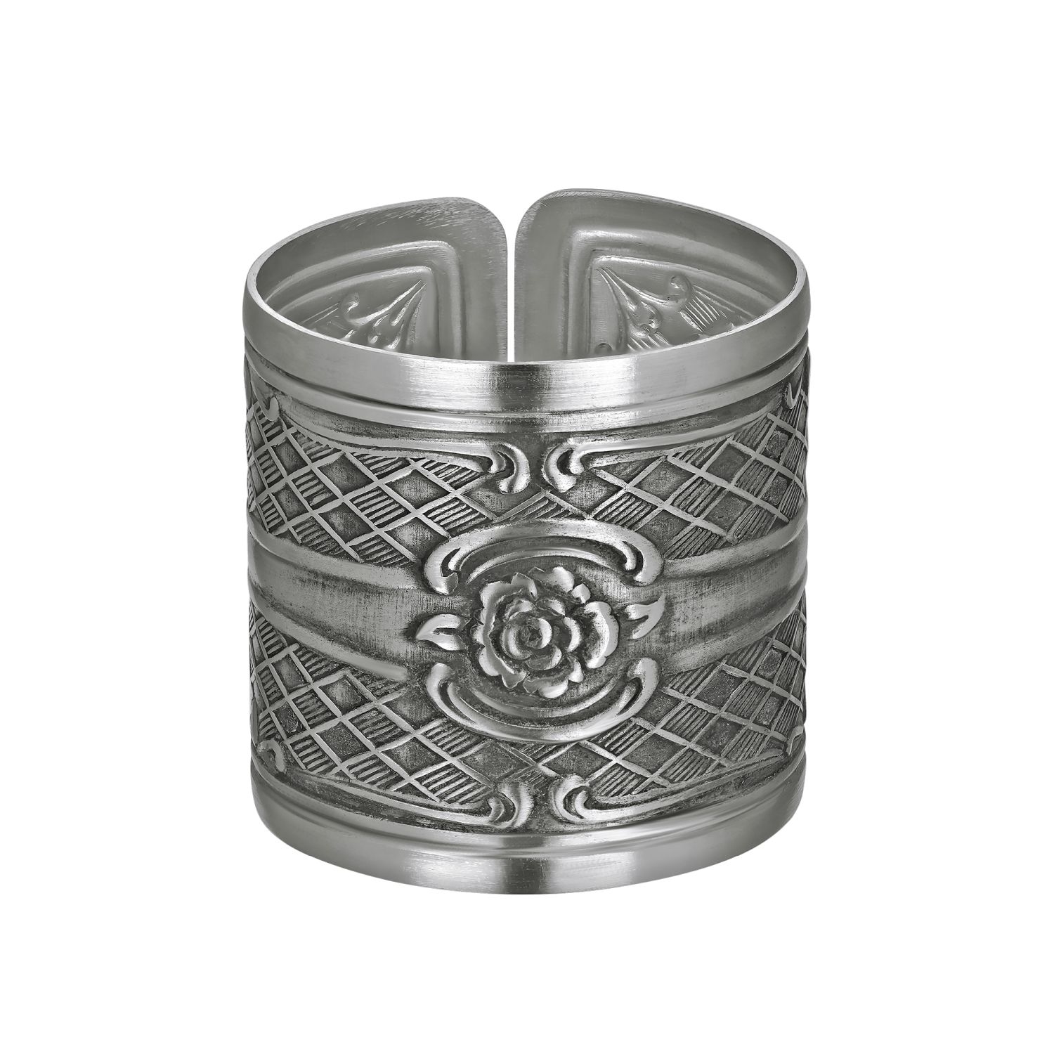 Кольцо для салфеток Кольчугинский мельхиор Серебряная роза посеребренное - фото 1