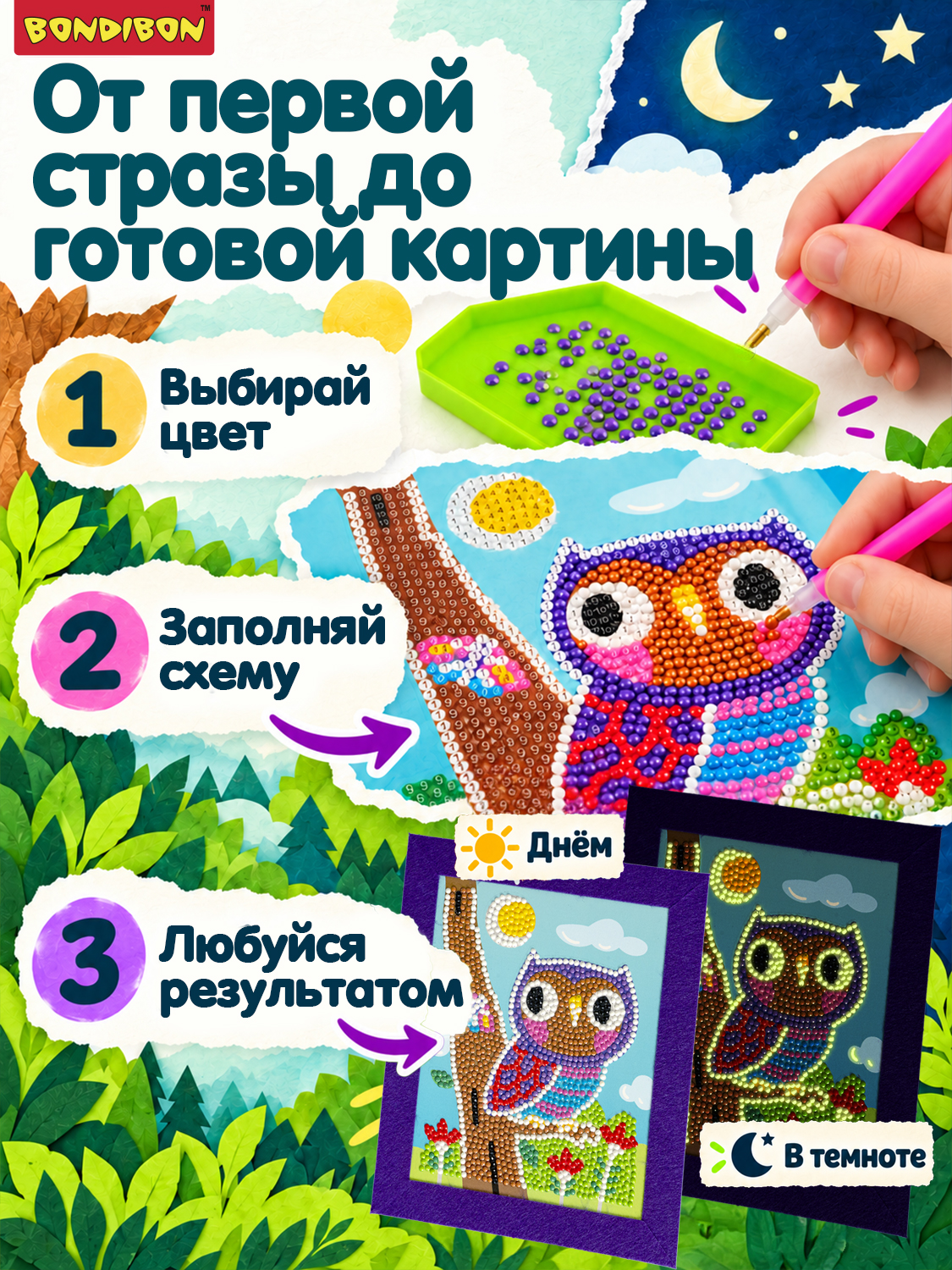 Алмазная мозаика Bondibon Картина Совушка - фото 11