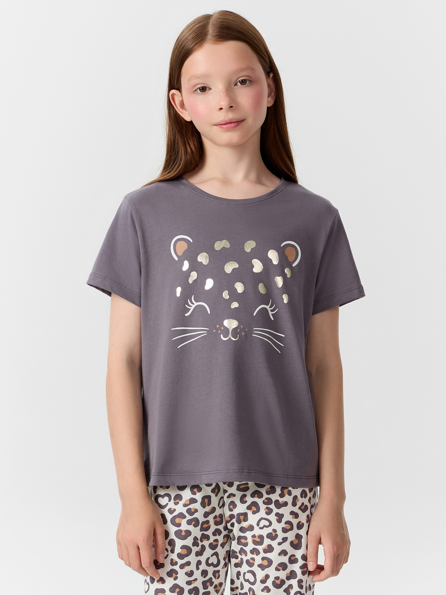 Пижама Mark Formelle (Марк Формэль) 567728/олово +леопардовые сердечки на молоке - фото 5