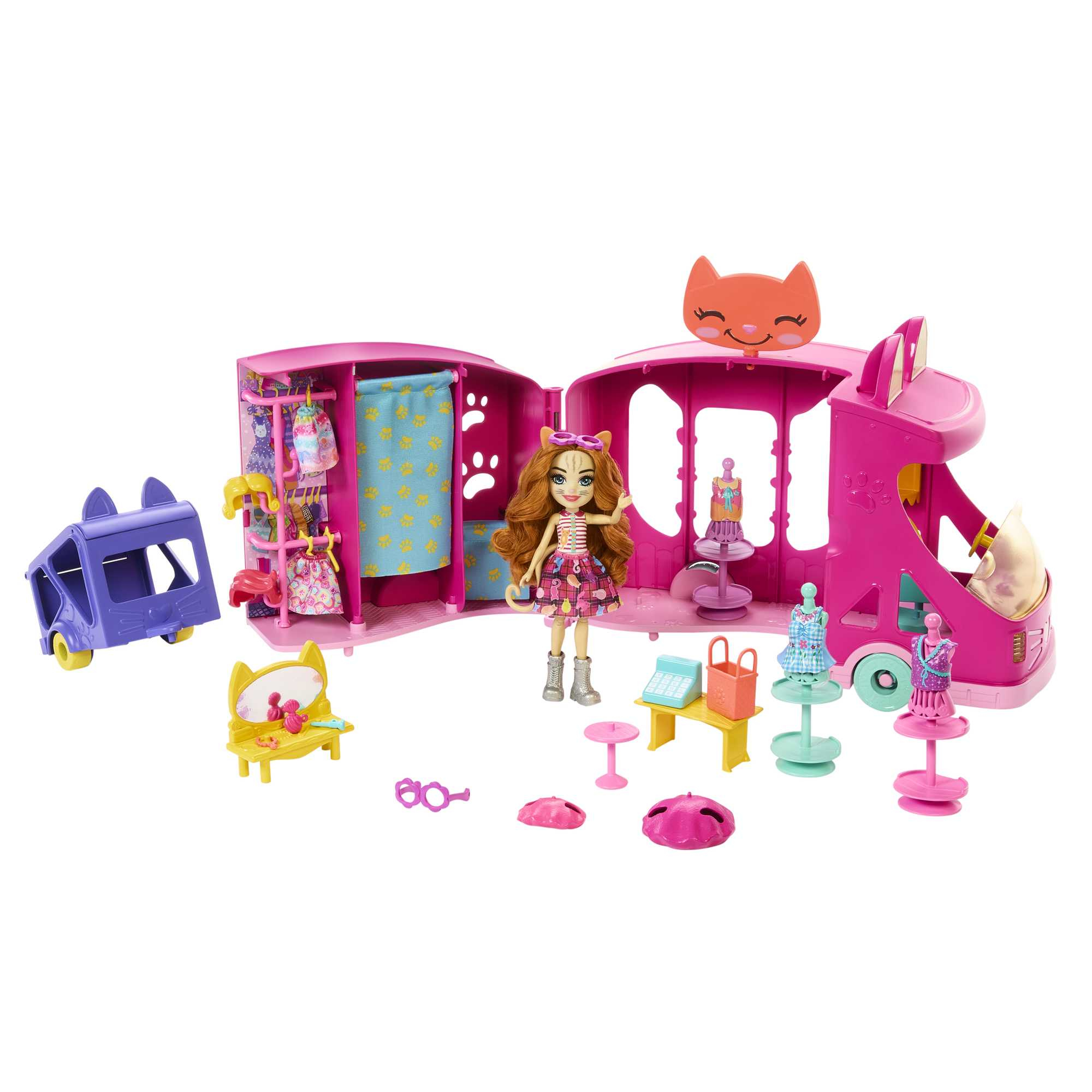 Кукла мини Enchantimals машинка - студия моды HPB34 - фото 1