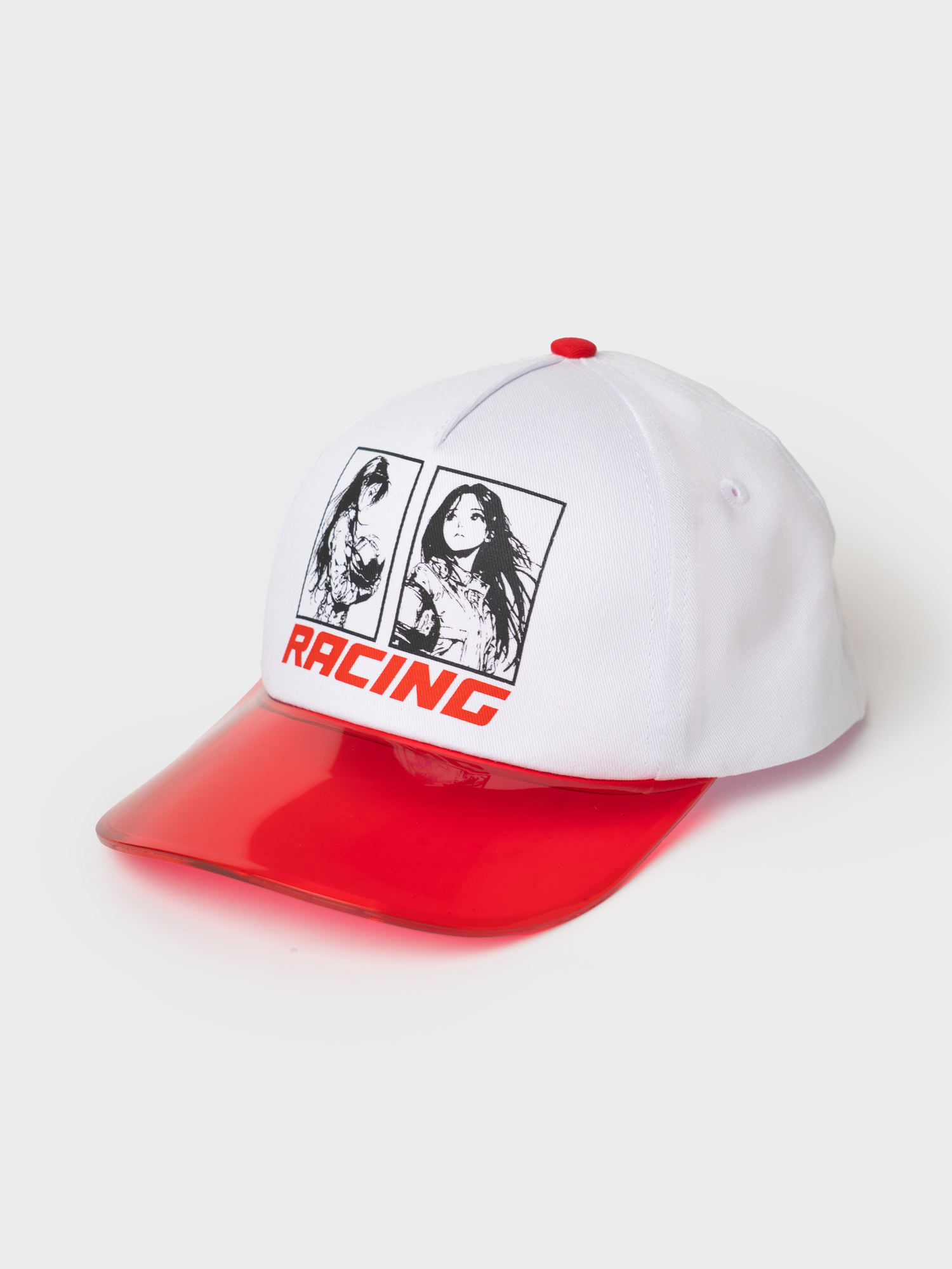 Изображение товара Бейсболка PlayToday 54 Белая с красным козырьком и принтом