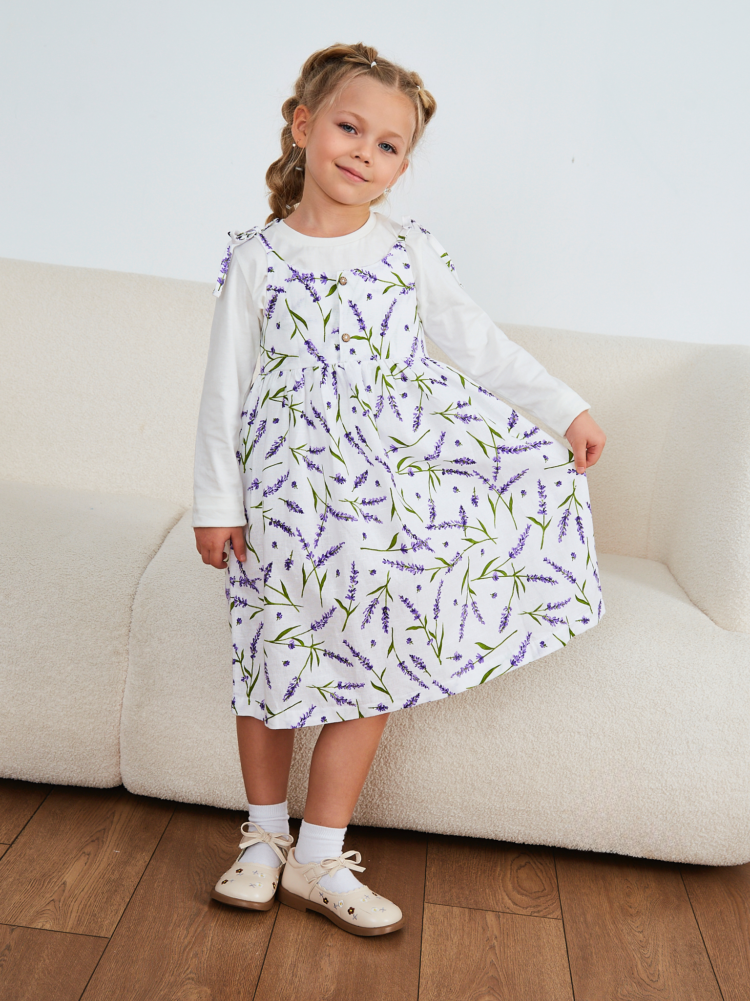 Сарафан MOUN сарафан_девочки_лаванда.бел - фото 8