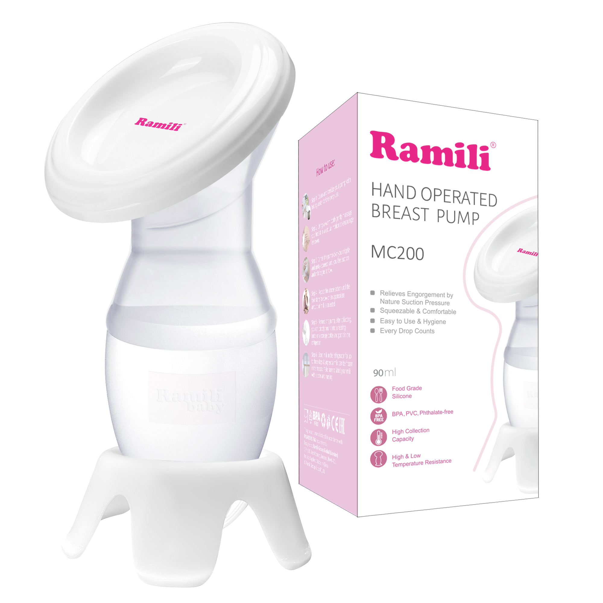 Молокоотсос Ramili Ручной MC200 с бутылочкой 240ML - фото 6