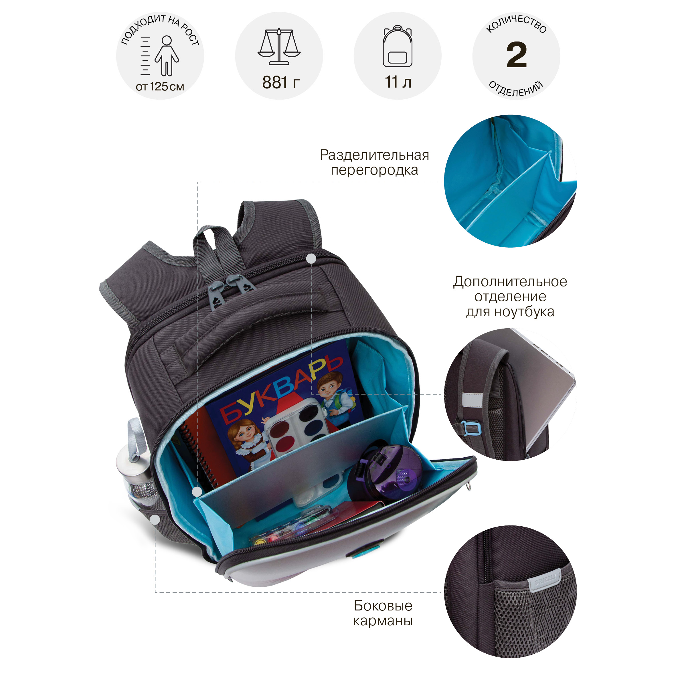 Ранец Grizzly для девочки - фото 8