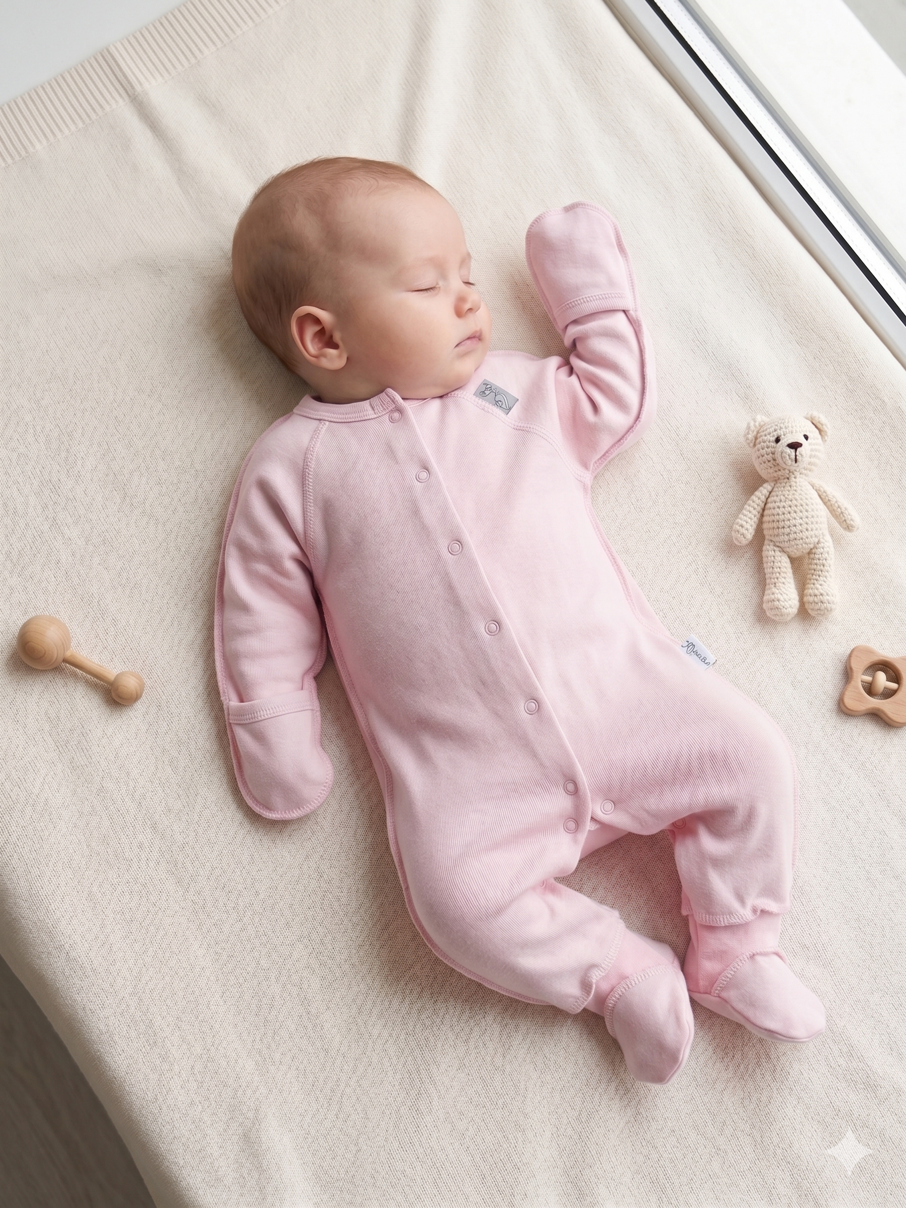 Изображение товара Комбинезон для новорожденных ТРИЯ 50 хлопок трансформер застежка царапки