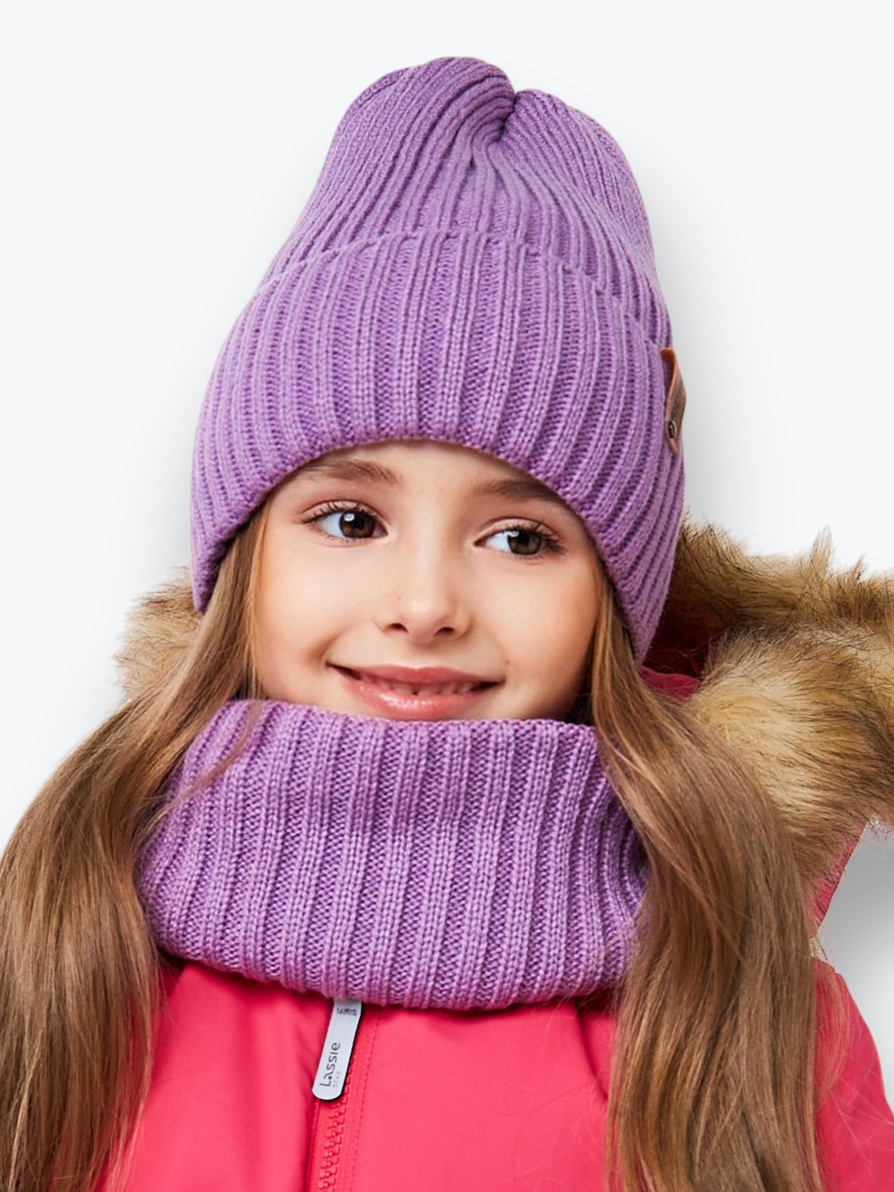 Шапка и снуд NYCkids NYC-H-104-GplainW-purp - фото 1