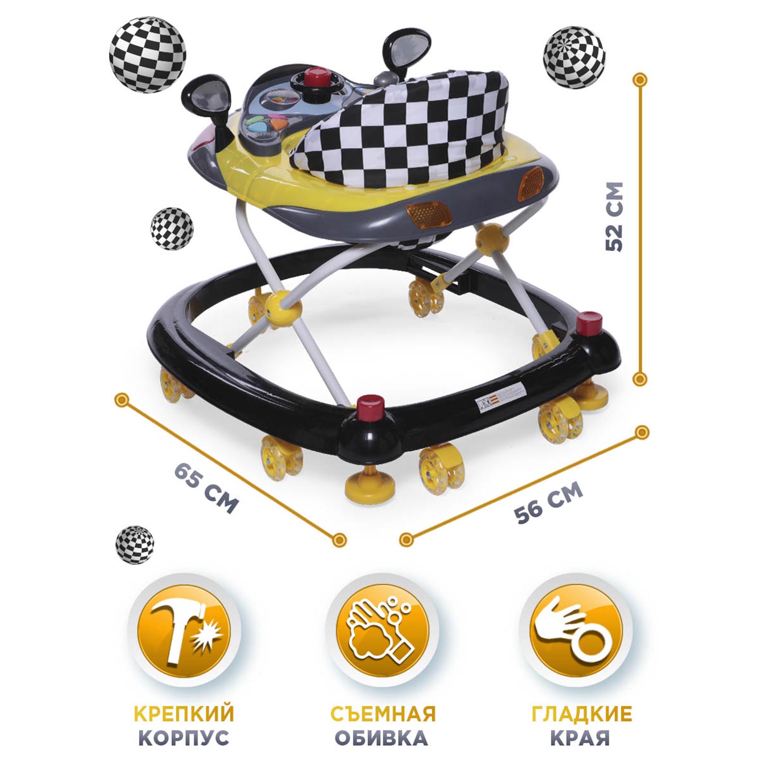 Ходунки BabyCare Prix желтый - фото 8