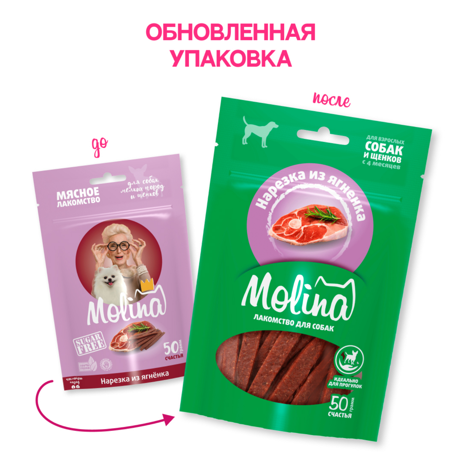Лакомство Molina для собак мелких пород и щенков Нарезка из ягненка 50г - фото 2